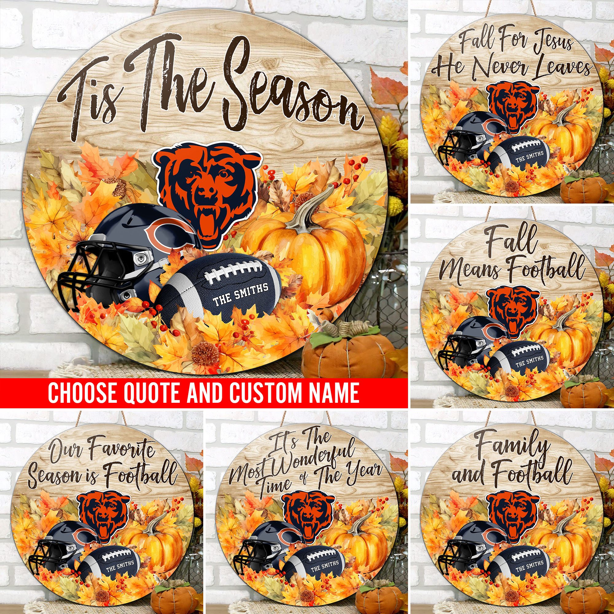 Chicago Bears Shape Wooden Sign Custom Name And Choose Quotes, Sport Team Sign For Fans, Wall Hanging ETRG-60625