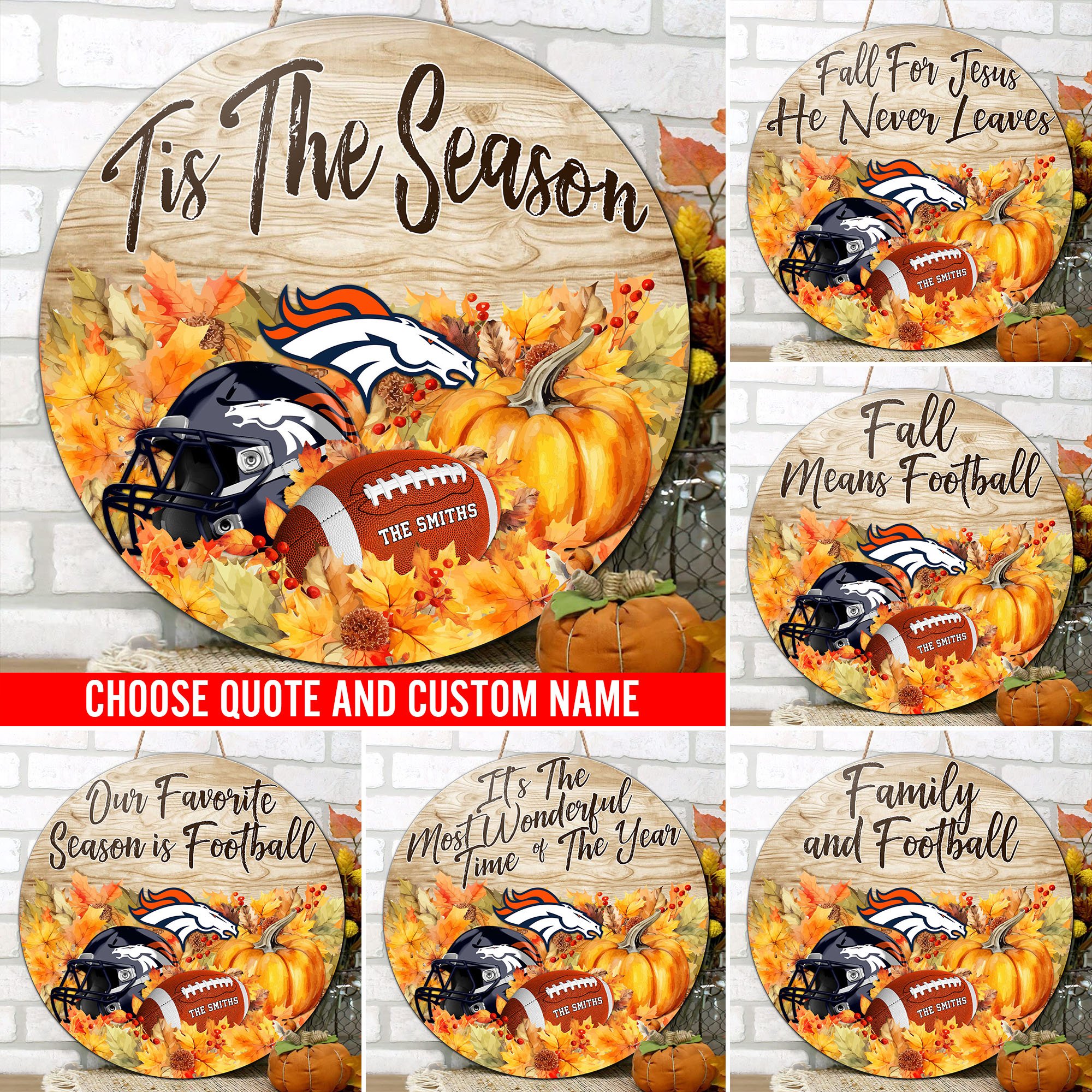 Denver Broncos Shape Wooden Sign Custom Name And Choose Quotes, Sport Team Sign For Fans, Wall Hanging ETRG-60625