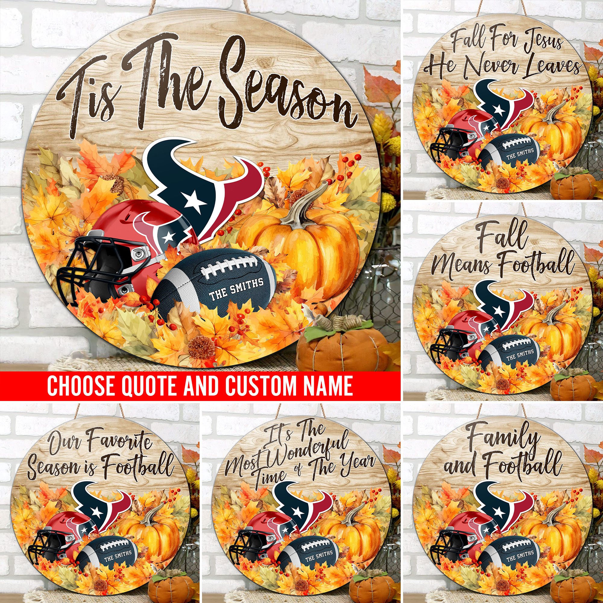 Houston Texans Shape Wooden Sign Custom Name And Choose Quotes, Sport Team Sign For Fans, Wall Hanging ETRG-60625