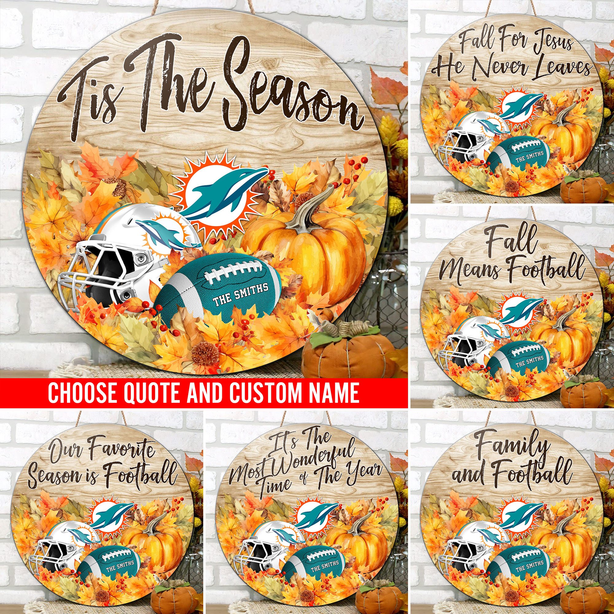 Miami Dolphins Shape Wooden Sign Custom Name And Choose Quotes, Sport Team Sign For Fans, Wall Hanging ETRG-60625