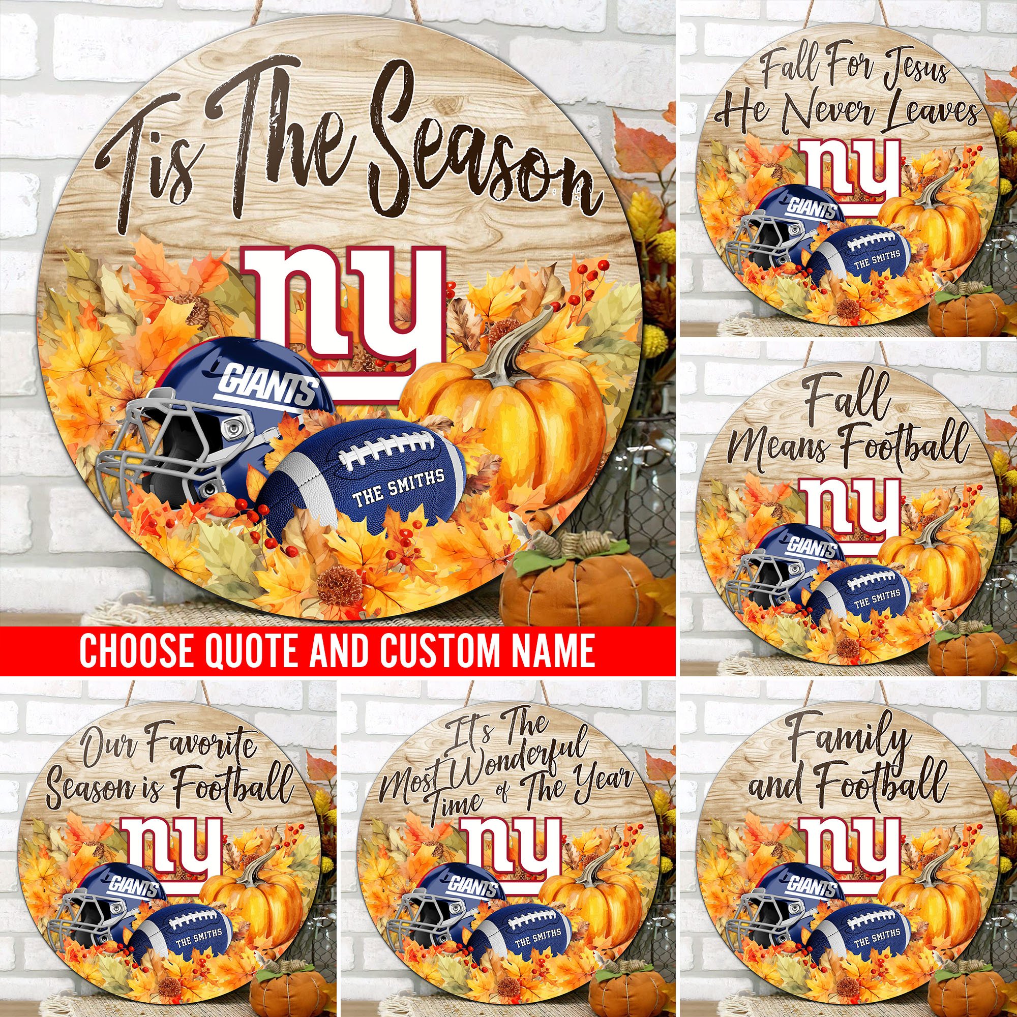 New York Giants Shape Wooden Sign Custom Name And Choose Quotes, Sport Team Sign For Fans, Wall Hanging ETRG-60625