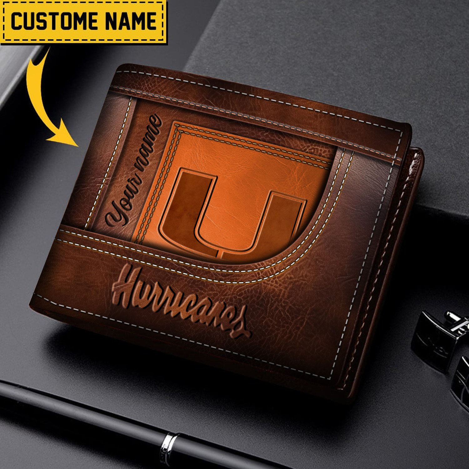 Miami Hurricanes Men wallet custom 60766
