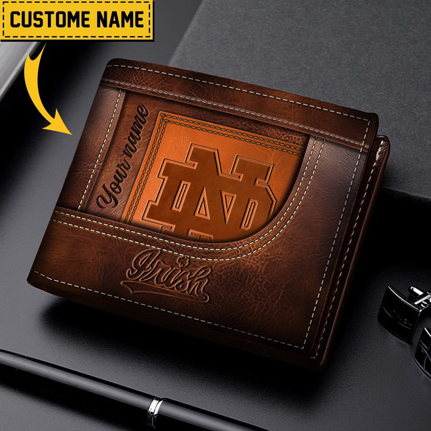 Notre Dame Fighting Irish Men wallet custom 60766