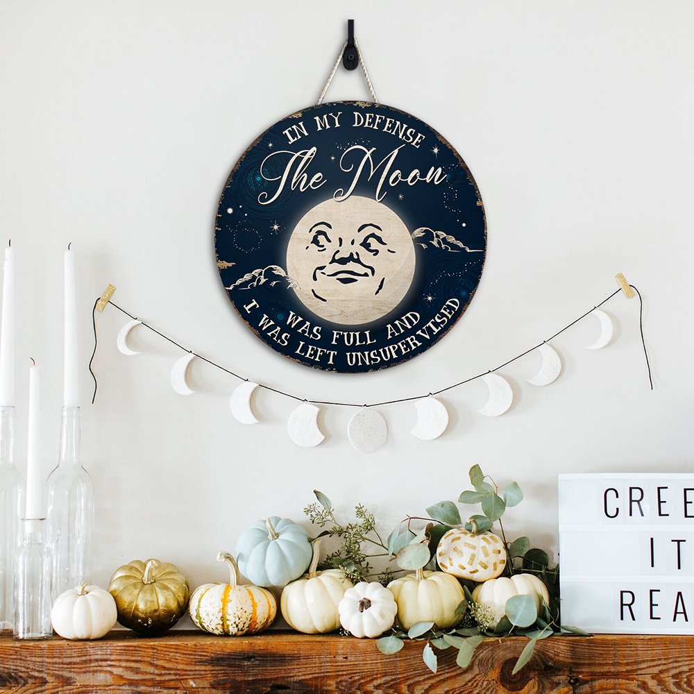 Moon Wood Sign, Halloween Sign , Halloween Gifts , Home Decorations EKHI-51361