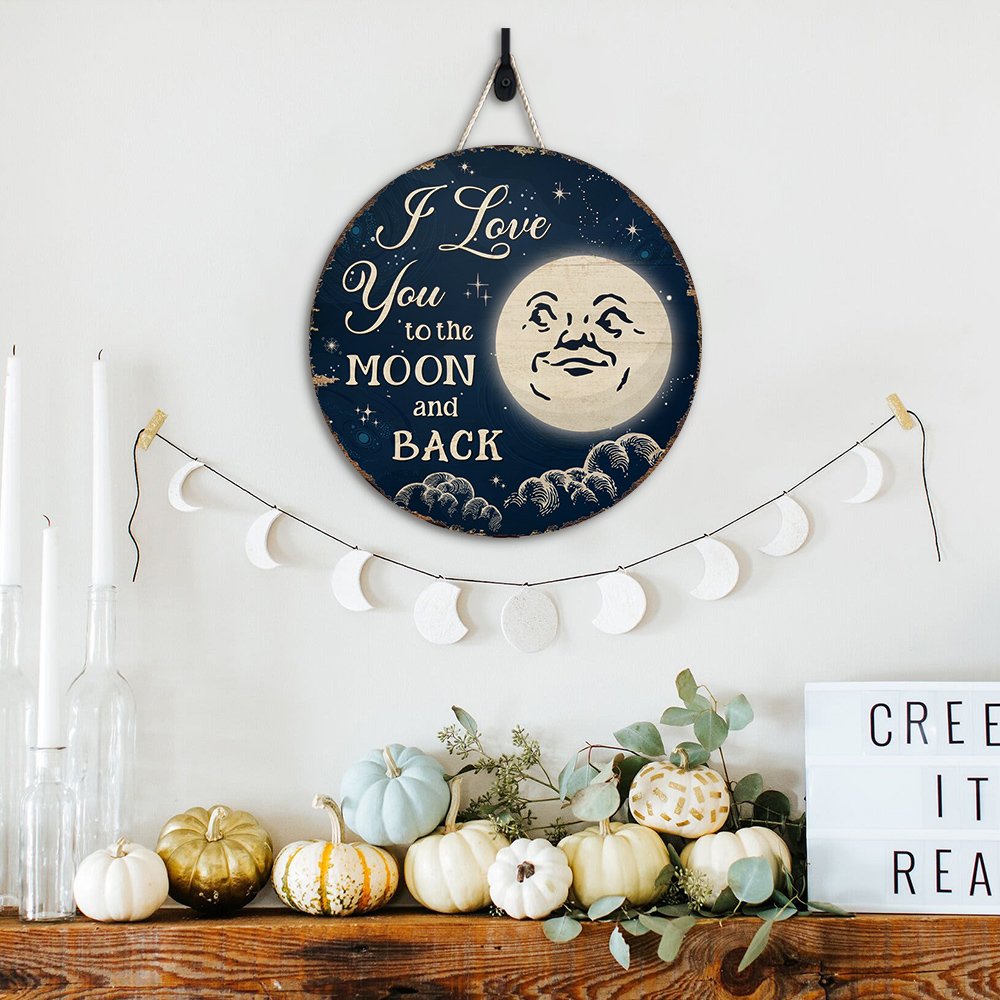 Moon Wood Sign, Halloween Sign, I Love You To The Moon And Back, Halloween Gifts , Home Decorations EKHI-51361