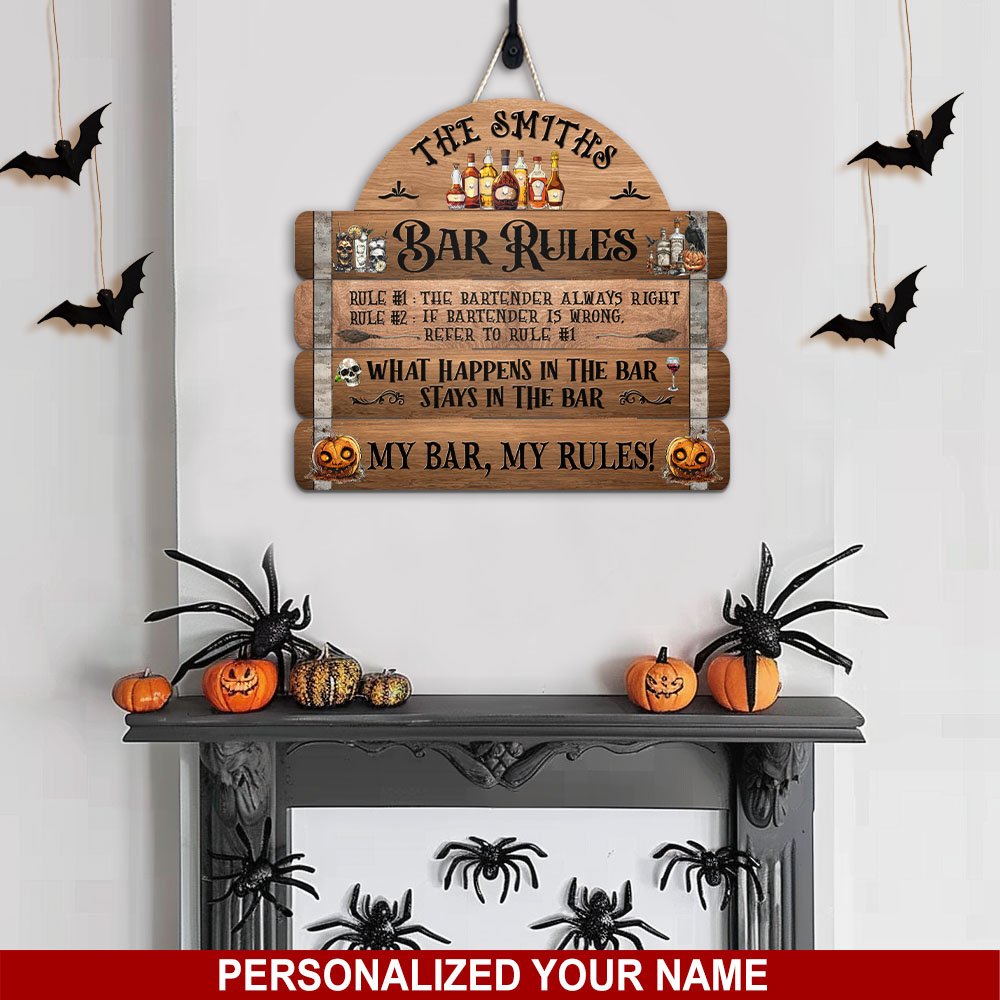 Halloween Shape Wooden Sign Personalized Your Name, Halloween Sign, Halloween Decor EKHI-60518