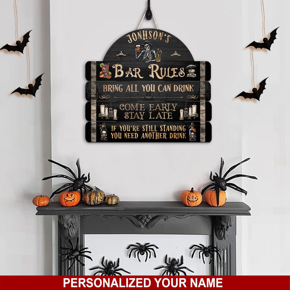 Halloween Shape Wooden Sign Personalized Your Name, Halloween Sign, Halloween Decorations EKHI-60518