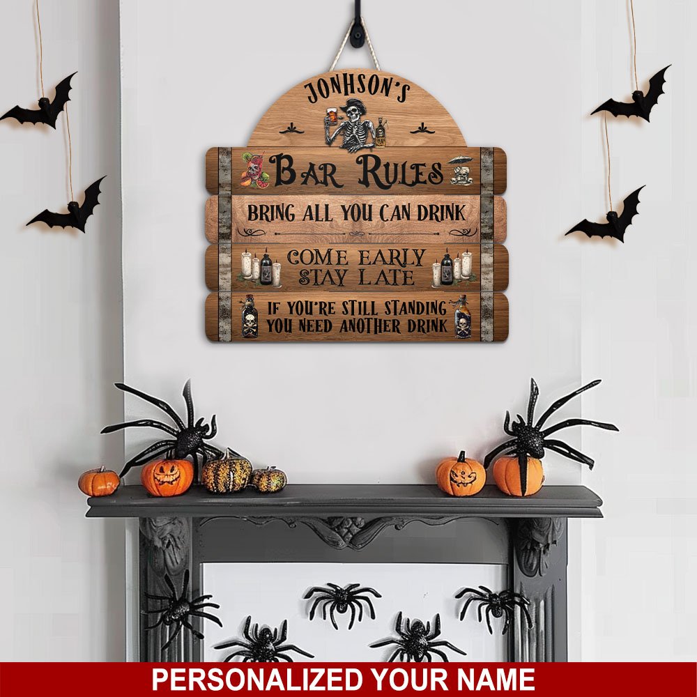 Halloween Shape Wooden Sign Personalized Your Name, Halloween Sign, Wall Decor EKHI-60518