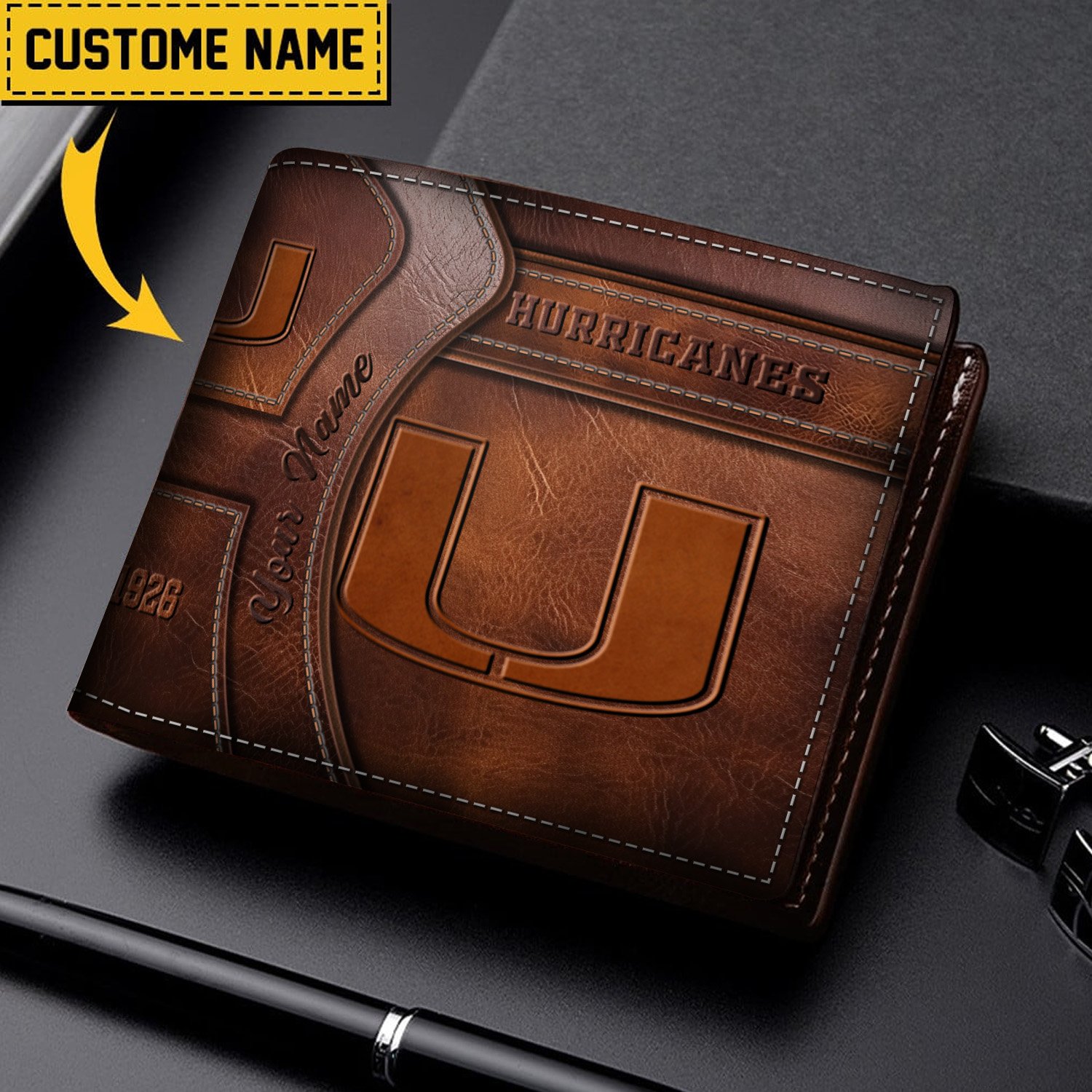 Miami Hurricanes Men Wallet Custom 60819