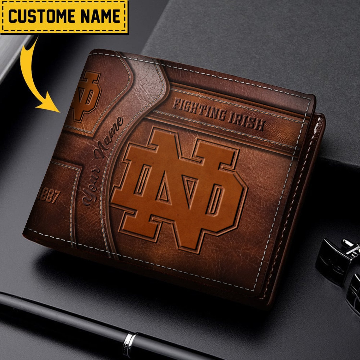 Notre Dame Fighting Irish Men Wallet Custom 60819