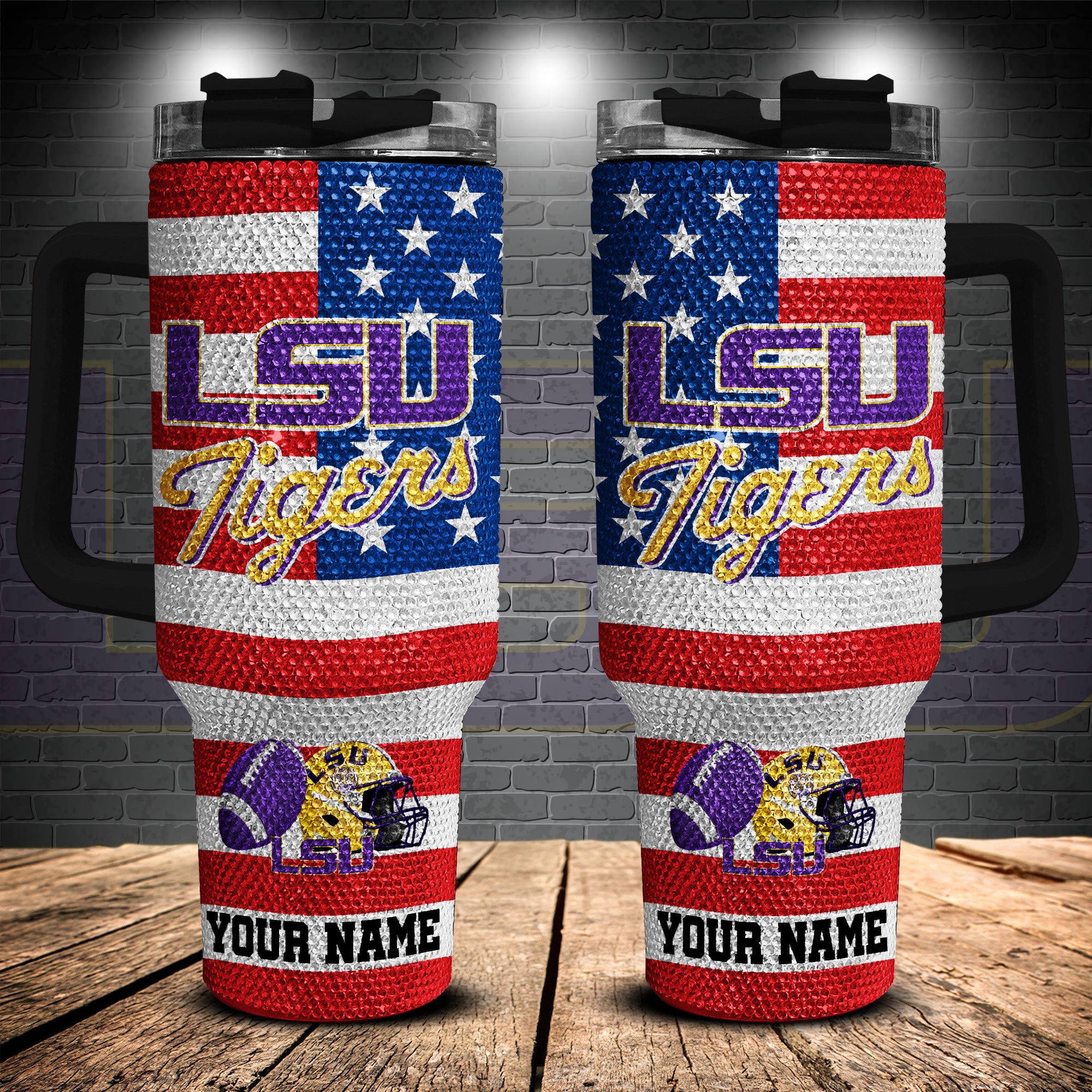 LSU TIGERS Shiny Rhinestone 40Oz Tumbler Custom Your Name,  Sport Shiny Rhinestone 40Oz Tumble, Fan Gifts  EHIVM-58891