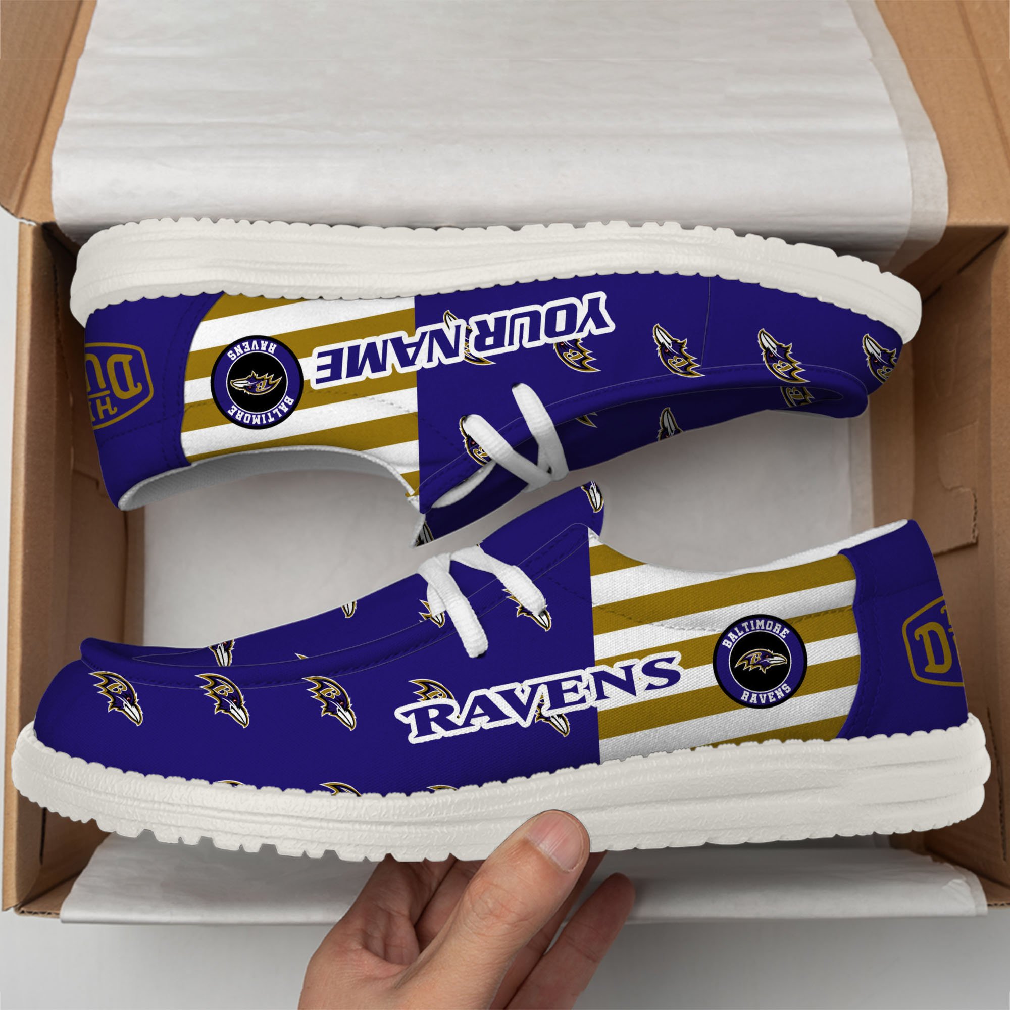 Baltimore Ravens Hey Dude Shoes Custom Your Name, Sport Shoes For Fan, Fan Gifts EHIVM-60787