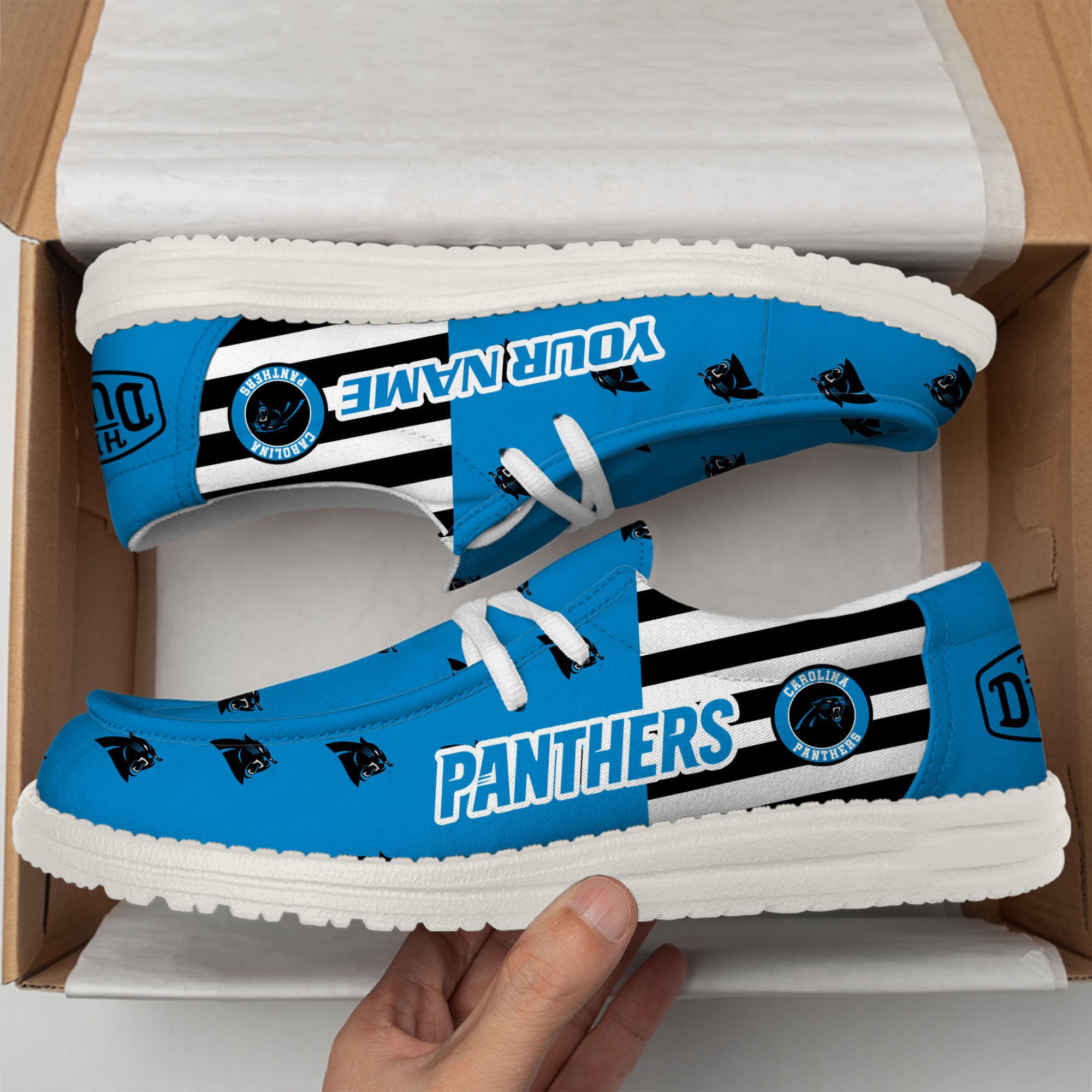 Carolina Panthers Hey Dude Shoes Custom Your Name, Sport Shoes For Fan, Fan Gifts EHIVM-60787