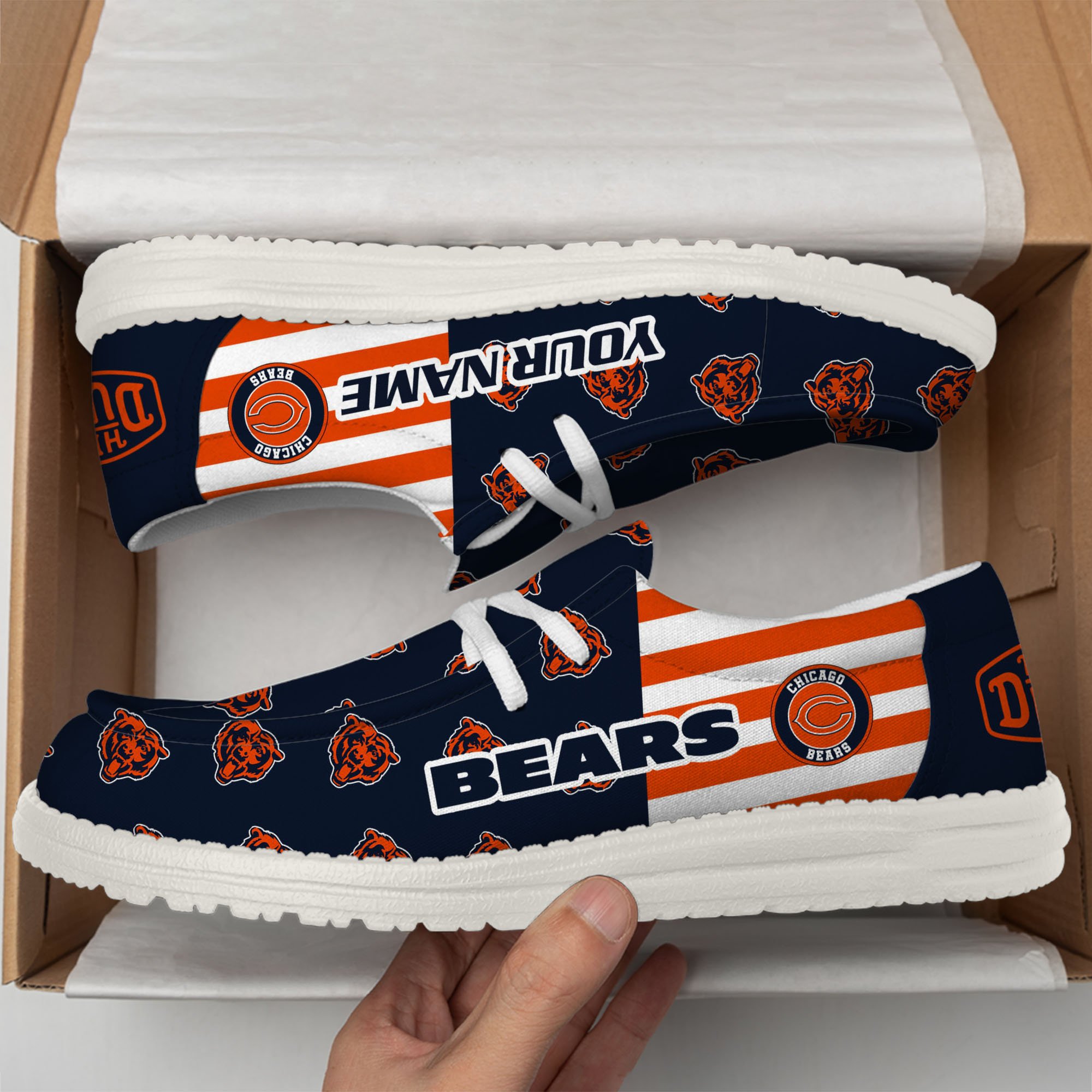 Chicago Bears Hey Dude Shoes Custom Your Name, Sport Shoes For Fan, Fan Gifts EHIVM-60787