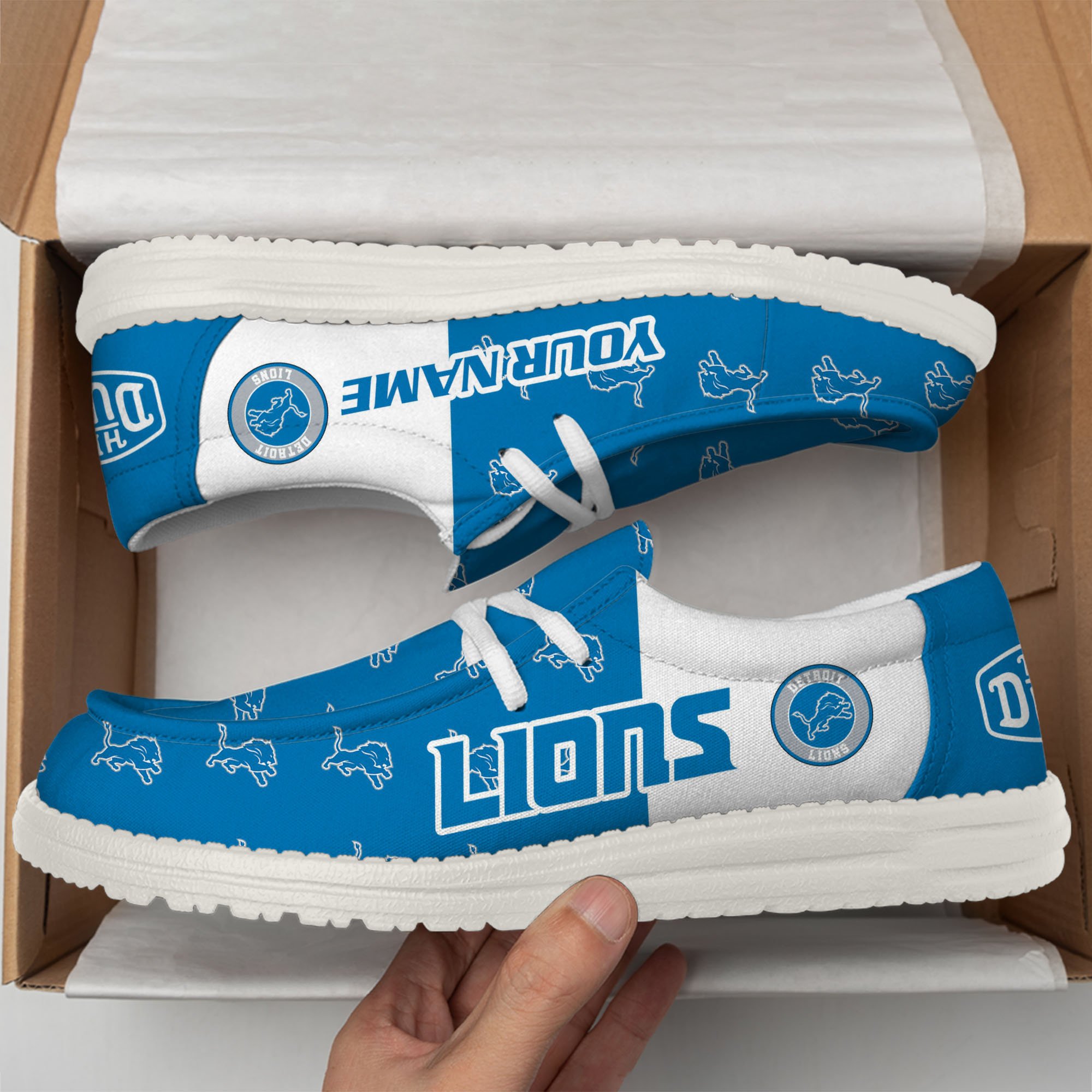 Detroit Lions Hey Dude Shoes Custom Your Name, Sport Shoes For Fan, Fan Gifts EHIVM-60787