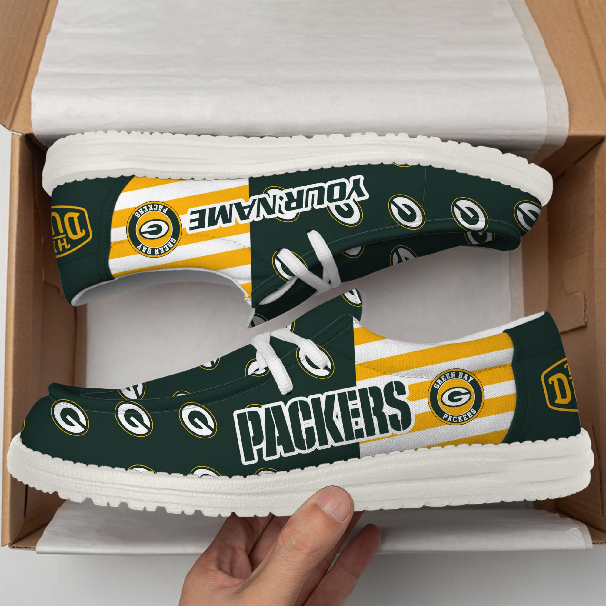 Green Bay Packers Hey Dude Shoes Custom Your Name, Sport Shoes For Fan, Fan Gifts EHIVM-60787