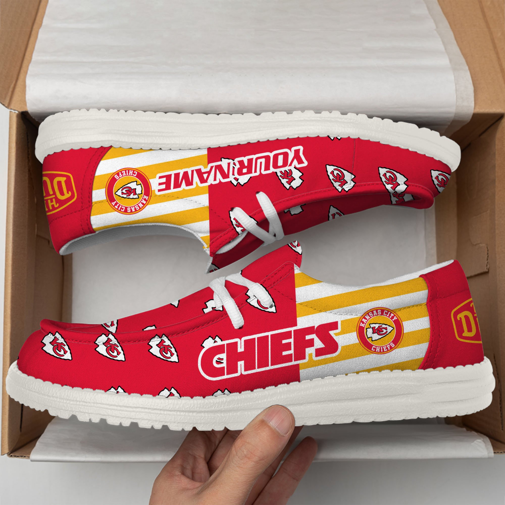 Kansas City Chiefs Hey Dude Shoes Custom Your Name, Sport Shoes For Fan, Fan Gifts EHIVM-60787