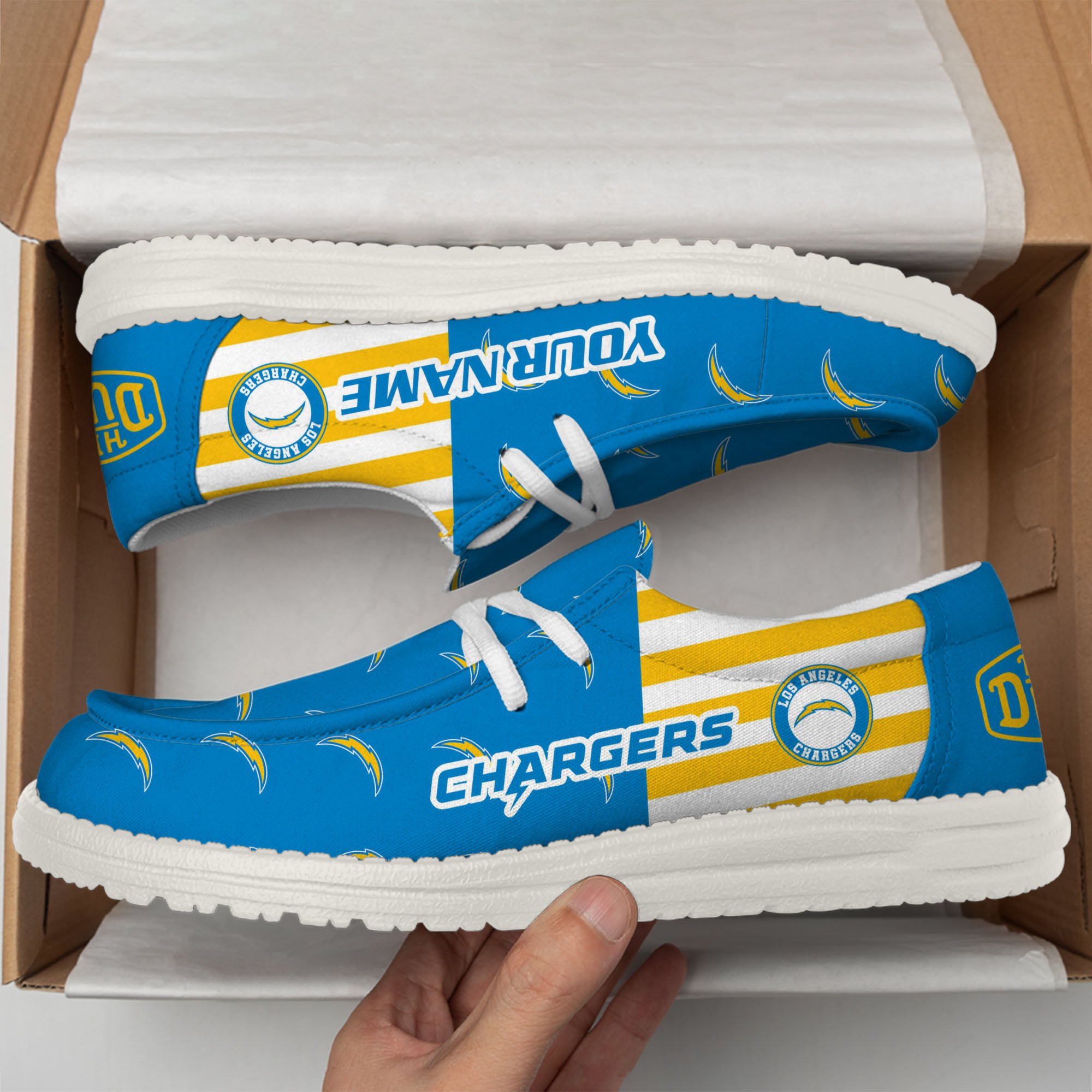 Los Angeles Chargers Hey Dude Shoes Custom Your Name, Sport Shoes For Fan, Fan Gifts EHIVM-60787