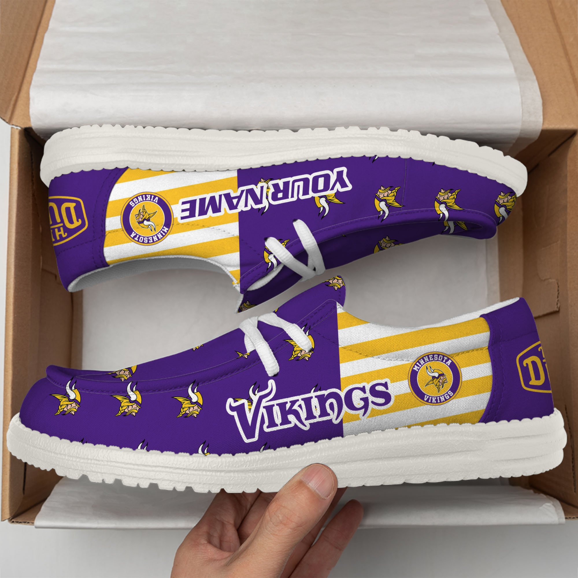 Minnesota Vikings Hey Dude Shoes Custom Your Name, Sport Shoes For Fan, Fan Gifts EHIVM-60787