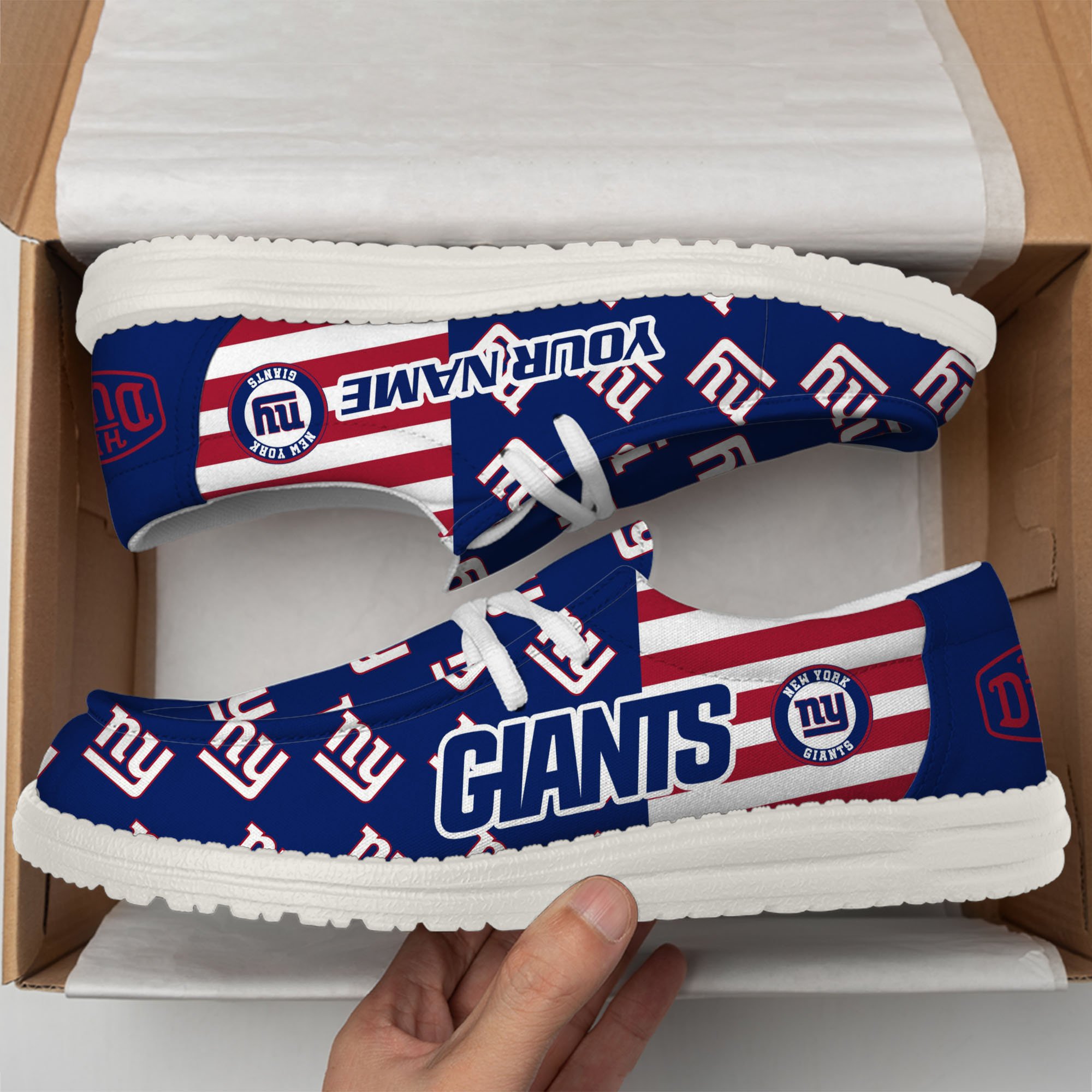 New York Giants Hey Dude Shoes Custom Your Name, Sport Shoes For Fan, Fan Gifts EHIVM-60787