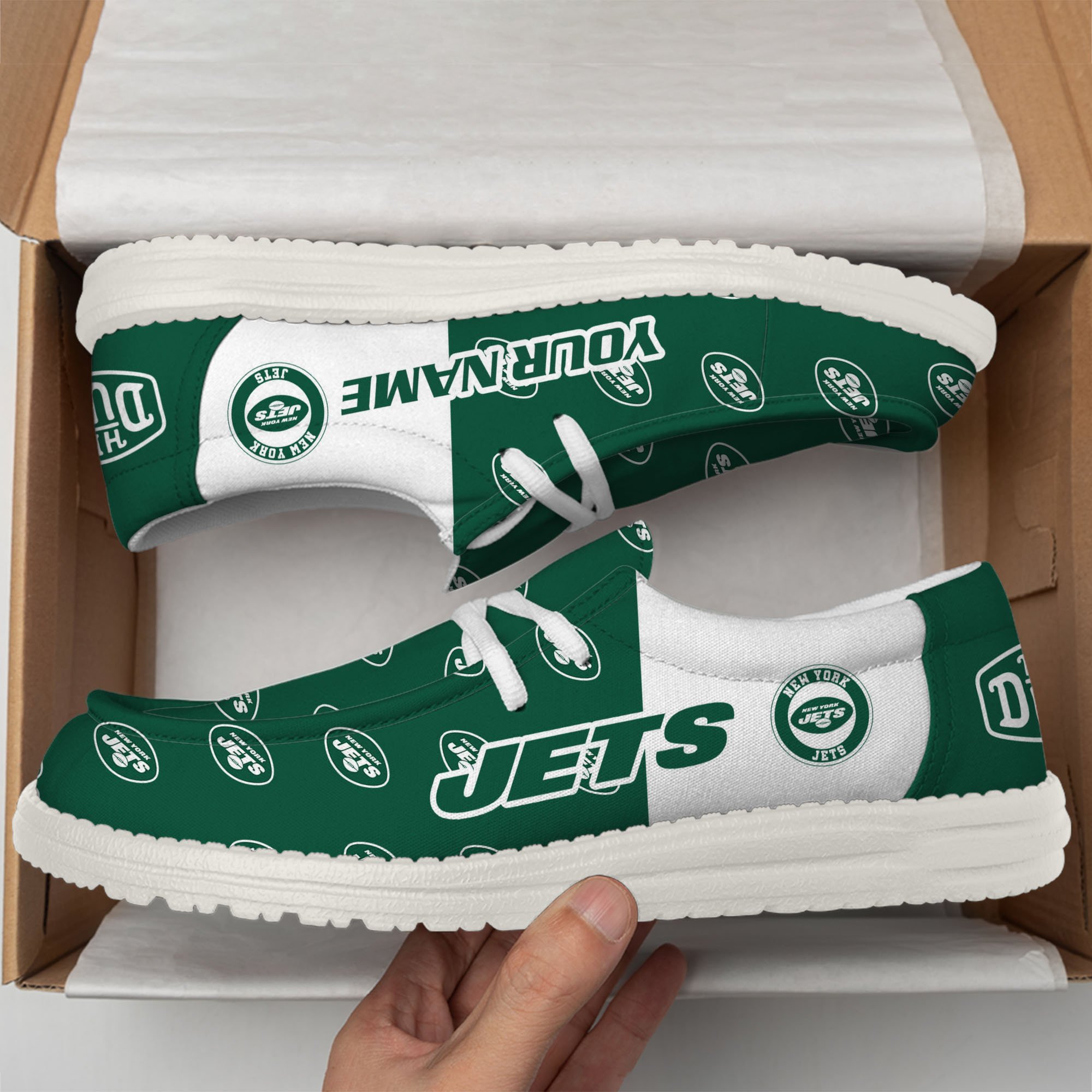 New York Jets Hey Dude Shoes Custom Your Name, Sport Shoes For Fan, Fan Gifts EHIVM-60787