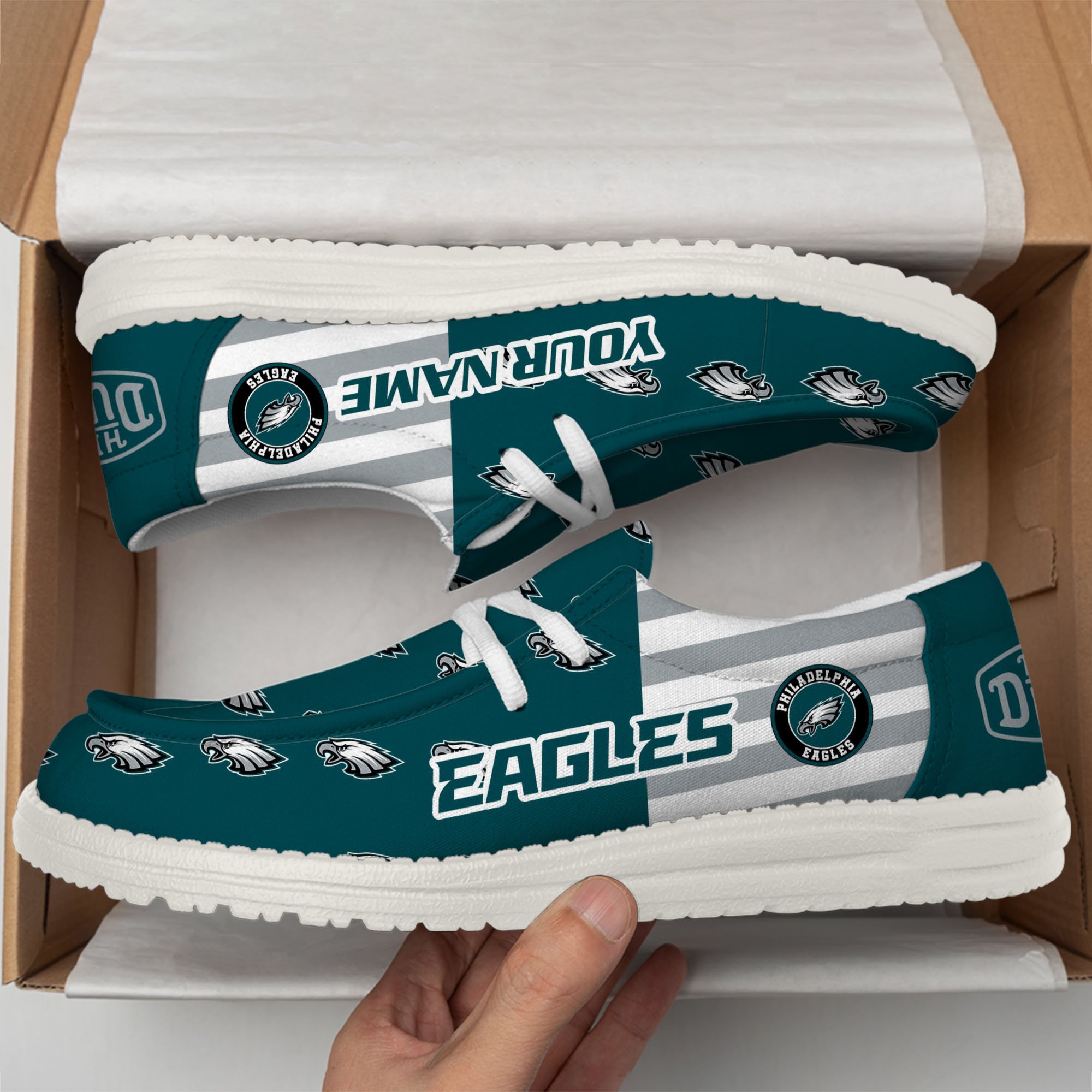 Philadelphia Eagles Hey Dude Shoes Custom Your Name, Sport Shoes For Fan, Fan Gifts EHIVM-60787