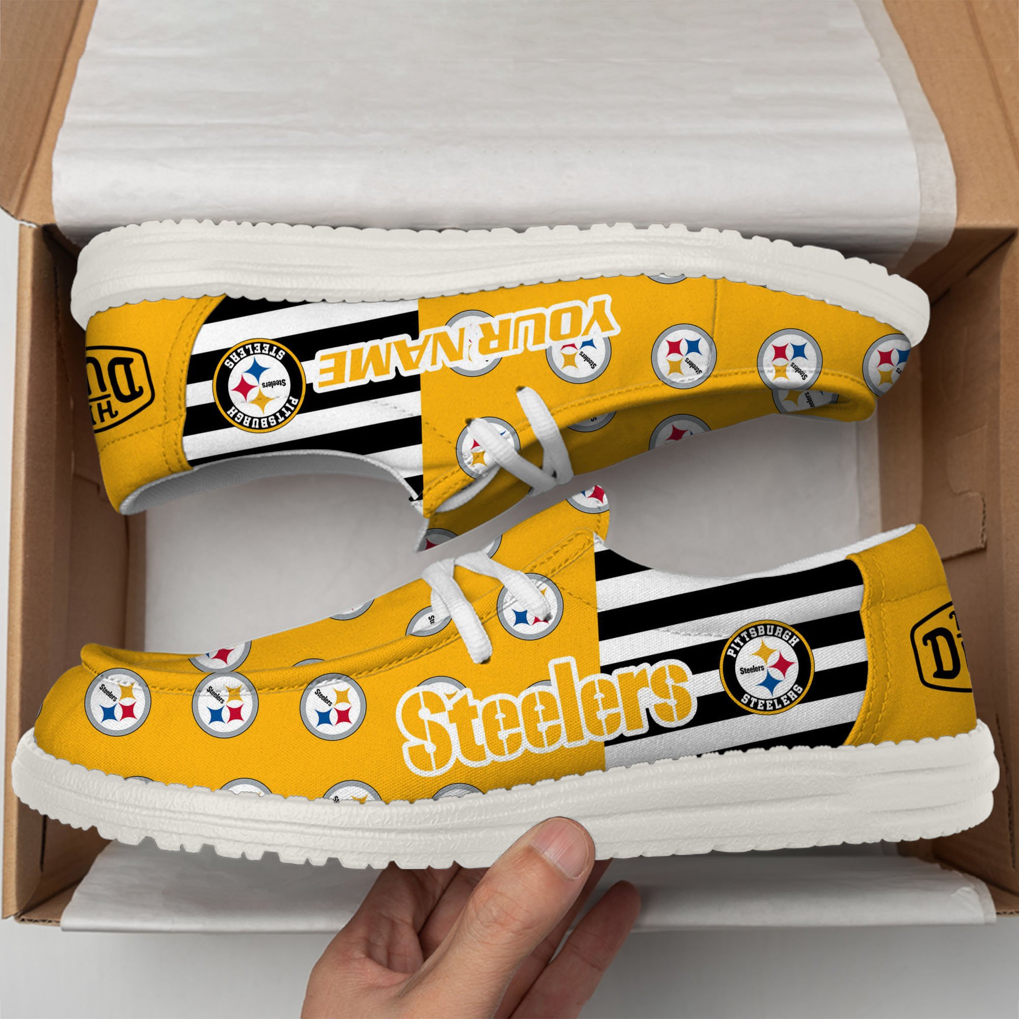 Pittsburgh Steelers Hey Dude Shoes Custom Your Name, Sport Shoes For Fan, Fan Gifts EHIVM-60787