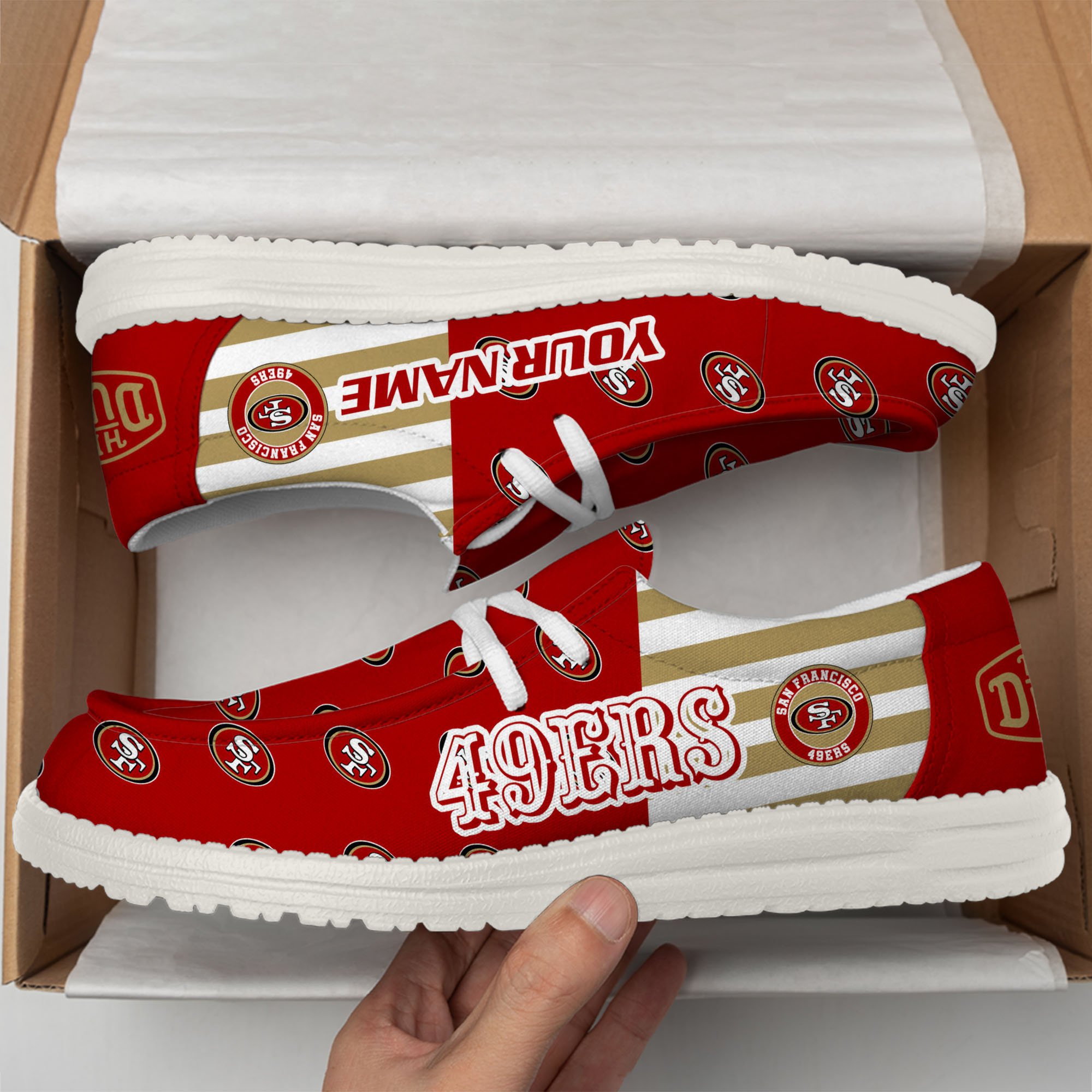 San Francisco 49ers Hey Dude Shoes Custom Your Name, Sport Shoes For Fan, Fan Gifts EHIVM-60787