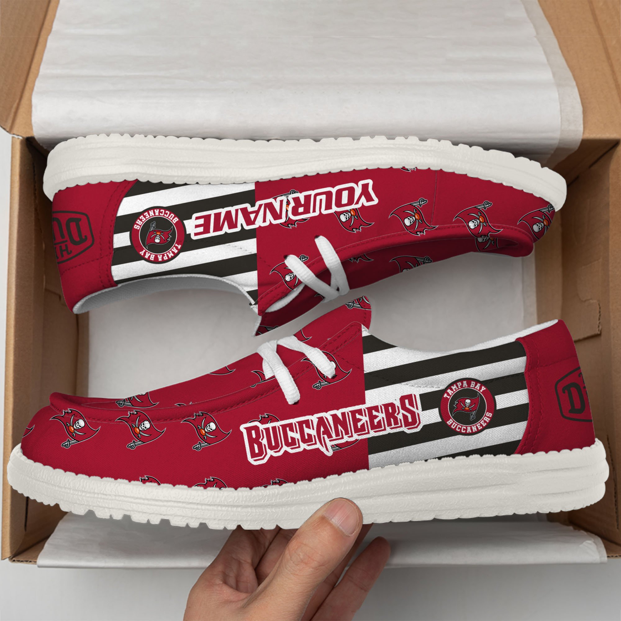 Tampa Bay Buccaneers Hey Dude Shoes Custom Your Name, Sport Shoes For Fan, Fan Gifts EHIVM-60787