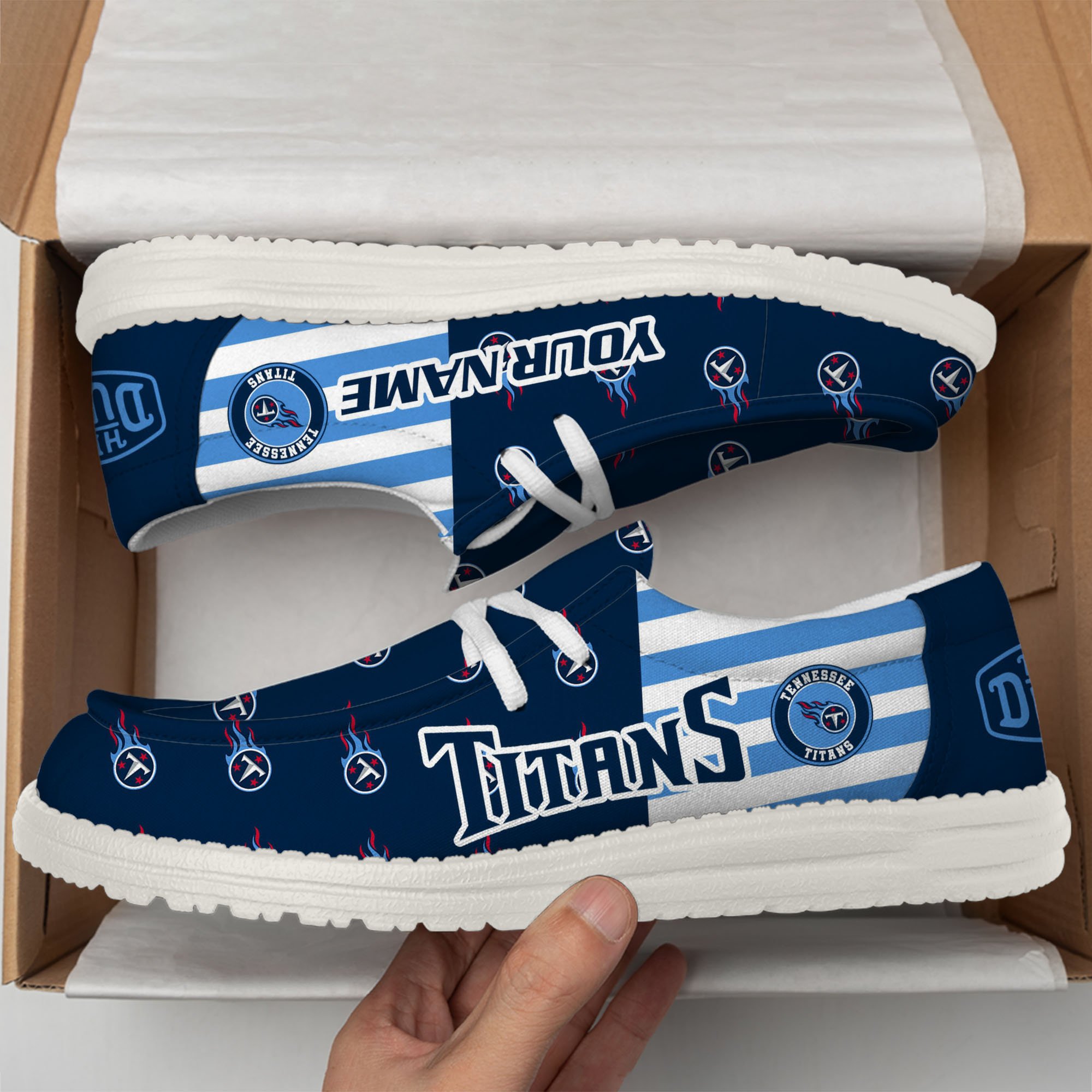 Tennessee Titans Hey Dude Shoes Custom Your Name, Sport Shoes For Fan, Fan Gifts EHIVM-60787