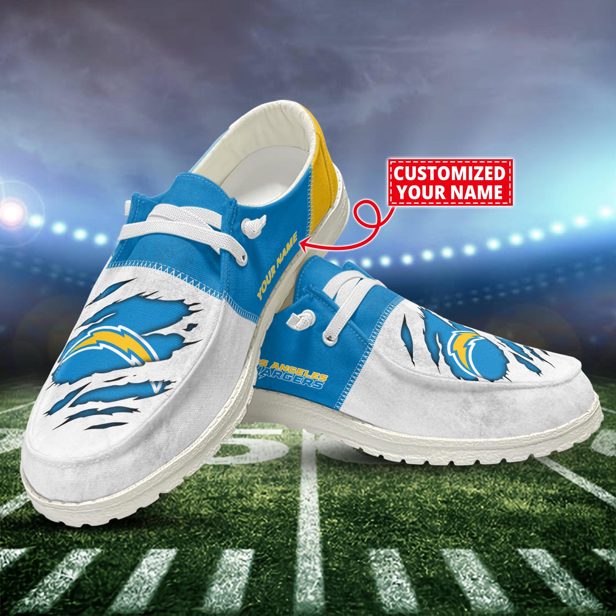 Los Angeles Chargers H-D Shoes Custom H-52741