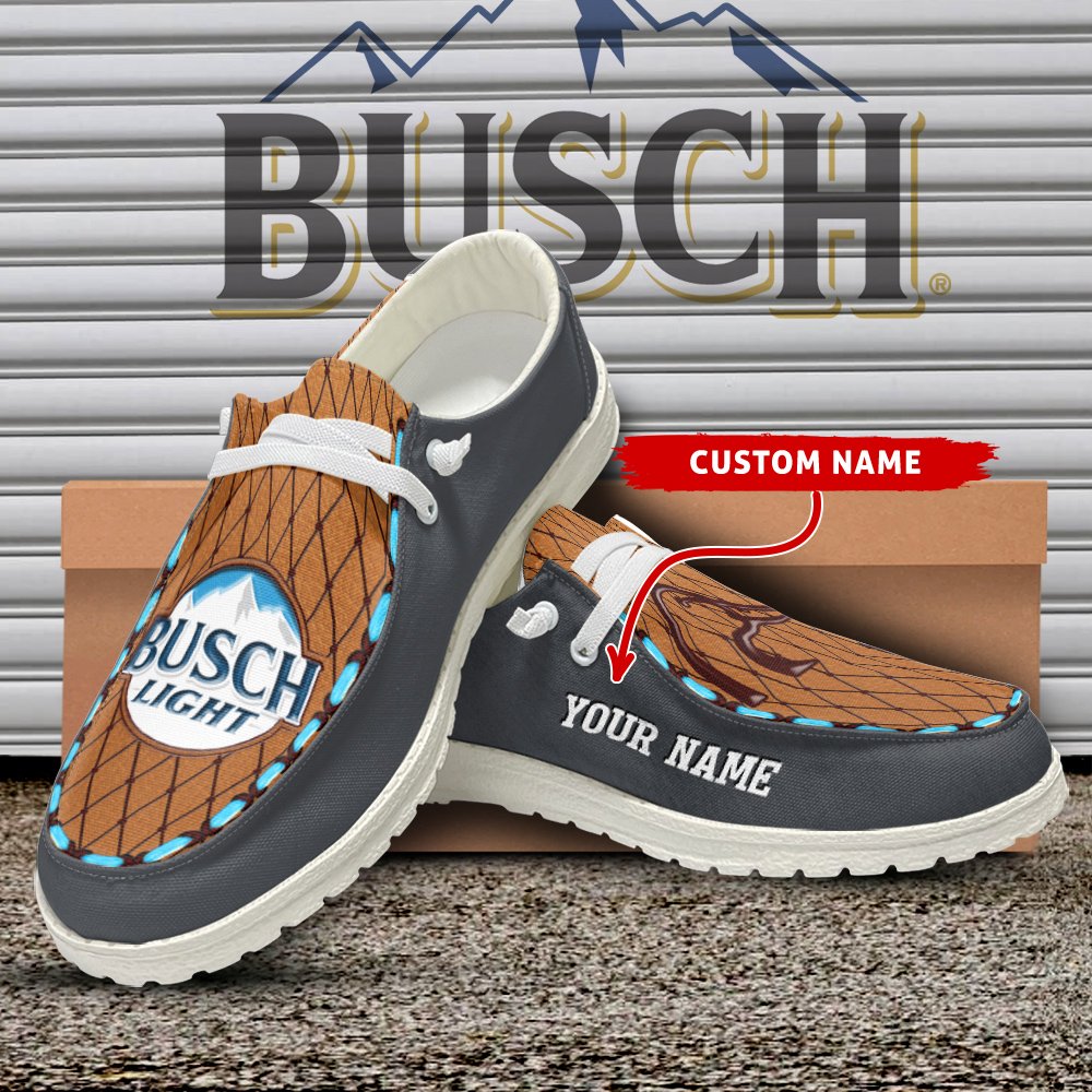 Busch Light White Canvas Loafer Shoes Personalized Your Name, Busch Light Gifts, Busch Light Gift for Men ETHY-61002