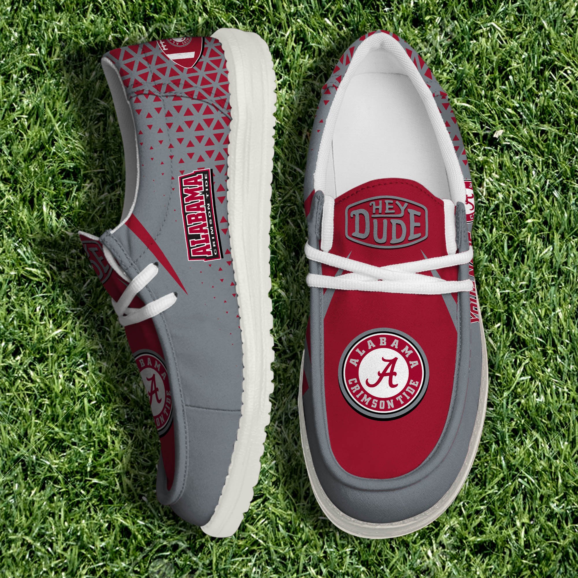 Alabama Crimson Tide White Canvas Loafer Shoes 2024 Version Personalized Your Name, Sport Shoes For Fan, Sport Gifts ETHY-61033