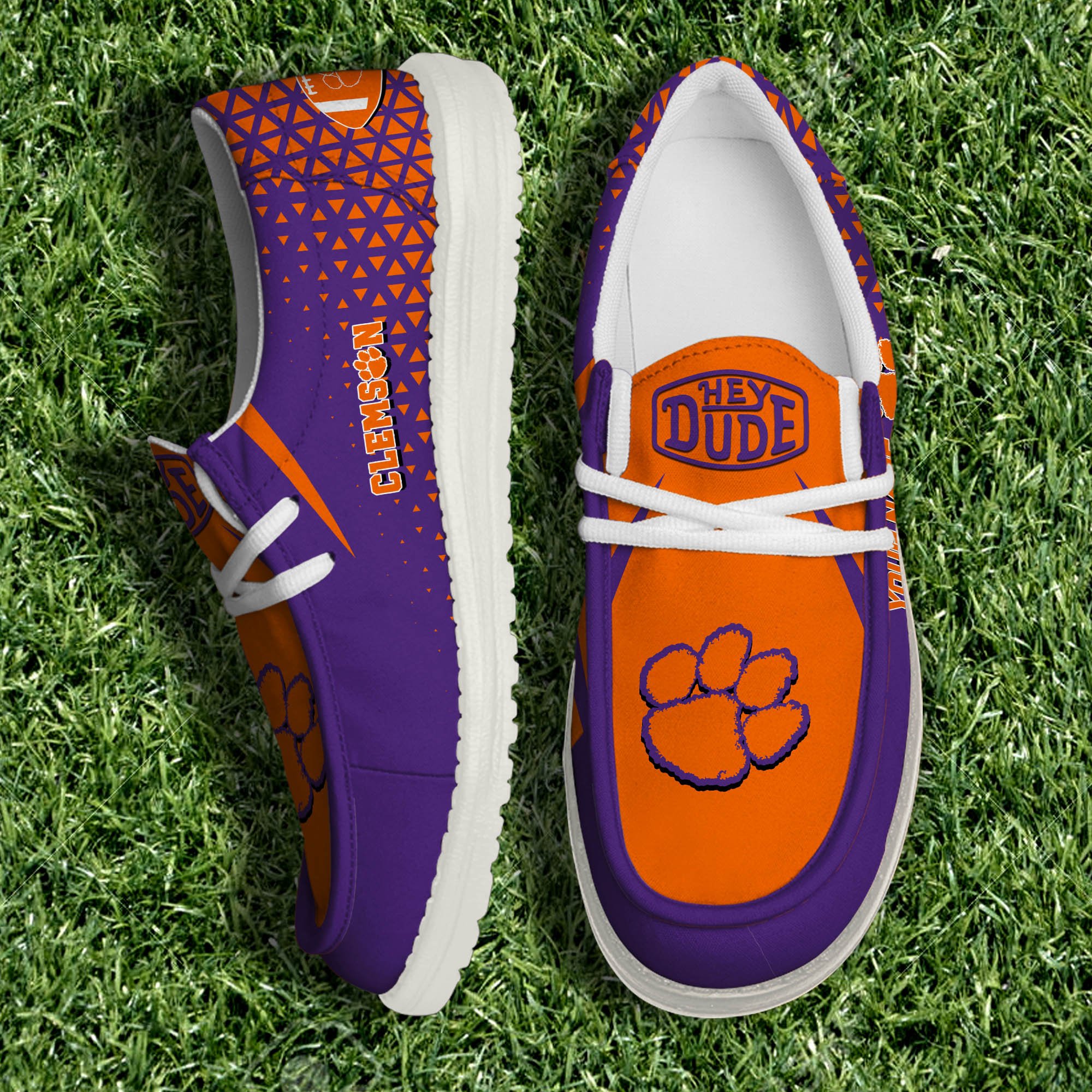 Clemson Tigers White Canvas Loafer Shoes 2024 Version Personalized Your Name, Sport Shoes For Fan, Sport Gifts ETHY-61033