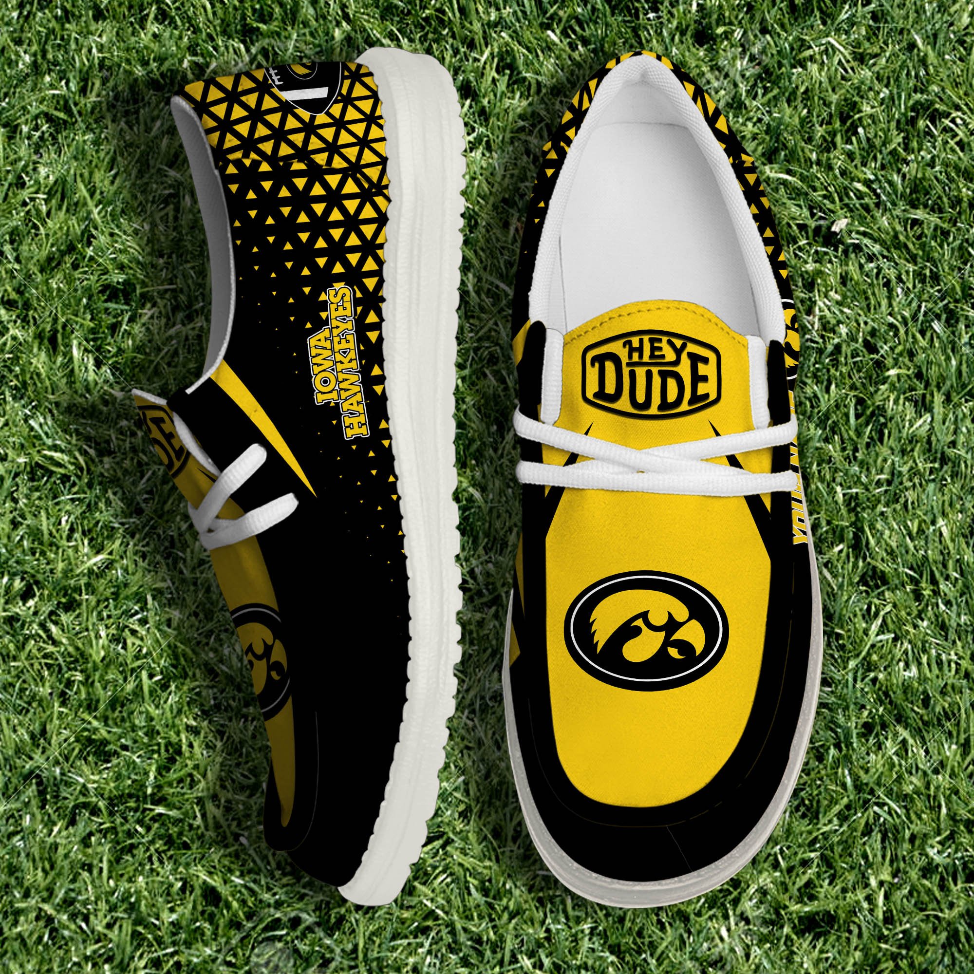 Iowa Hawkeyes White Canvas Loafer Shoes 2024 Version Personalized Your Name, Sport Shoes For Fan, Sport Gifts ETHY-61033