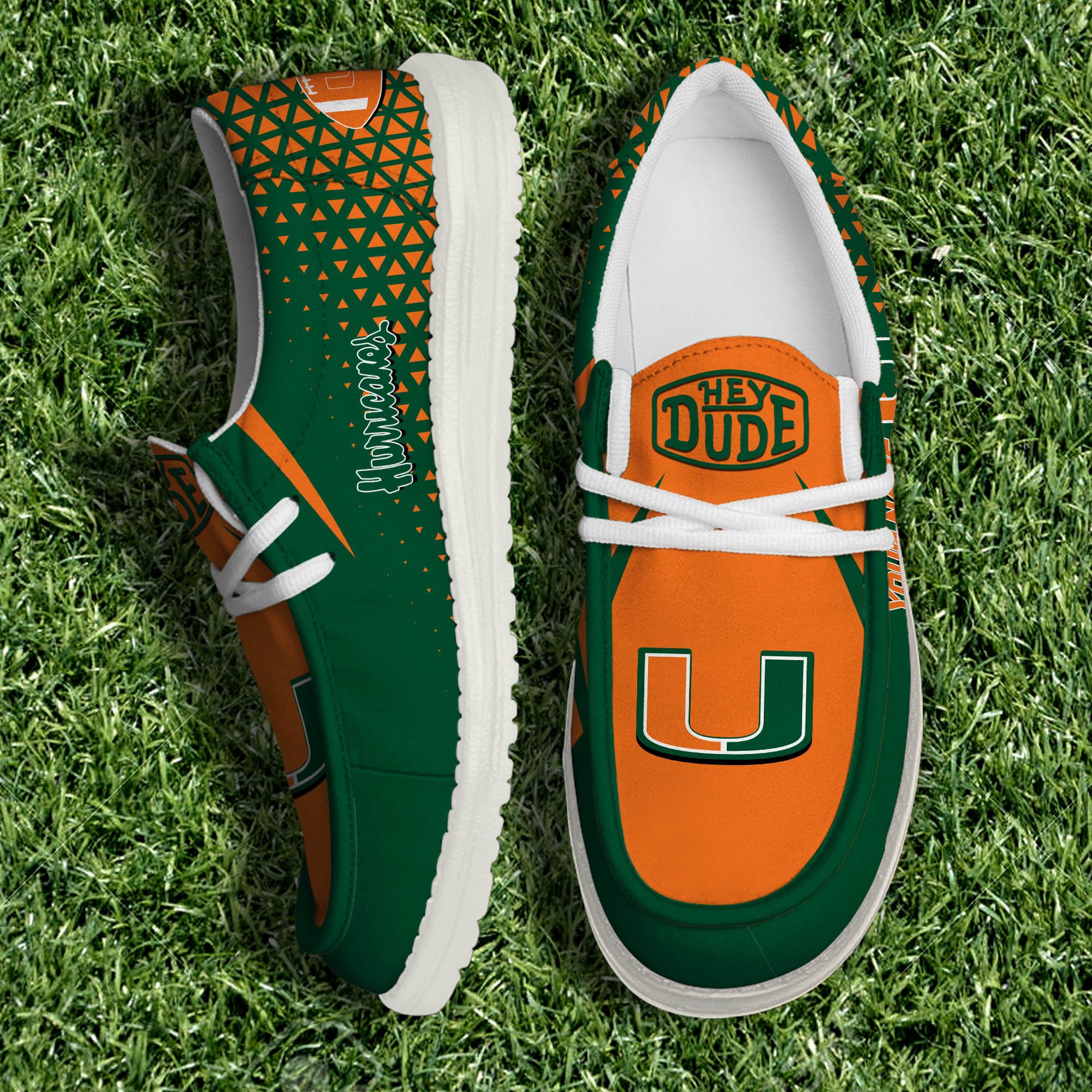 Miami Hurricanes White Canvas Loafer Shoes 2024 Version Personalized Your Name, Sport Shoes For Fan, Sport Gifts ETHY-61033