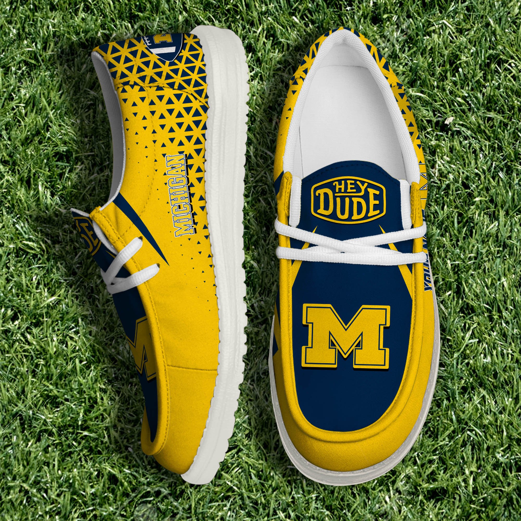 Michigan Wolverines White Canvas Loafer Shoes 2024 Version Personalized Your Name, Sport Shoes For Fan, Sport Gifts ETHY-61033