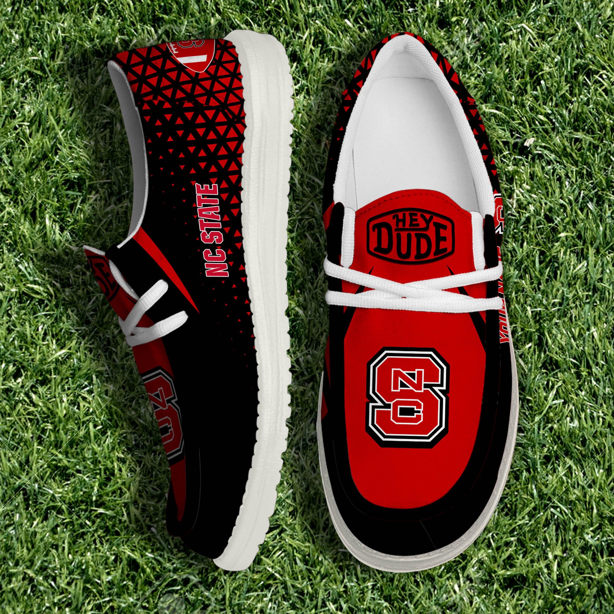 NC State Wolfpack White Canvas Loafer Shoes 2024 Version Personalized Your Name, Sport Shoes For Fan, Sport Gifts ETHY-61033