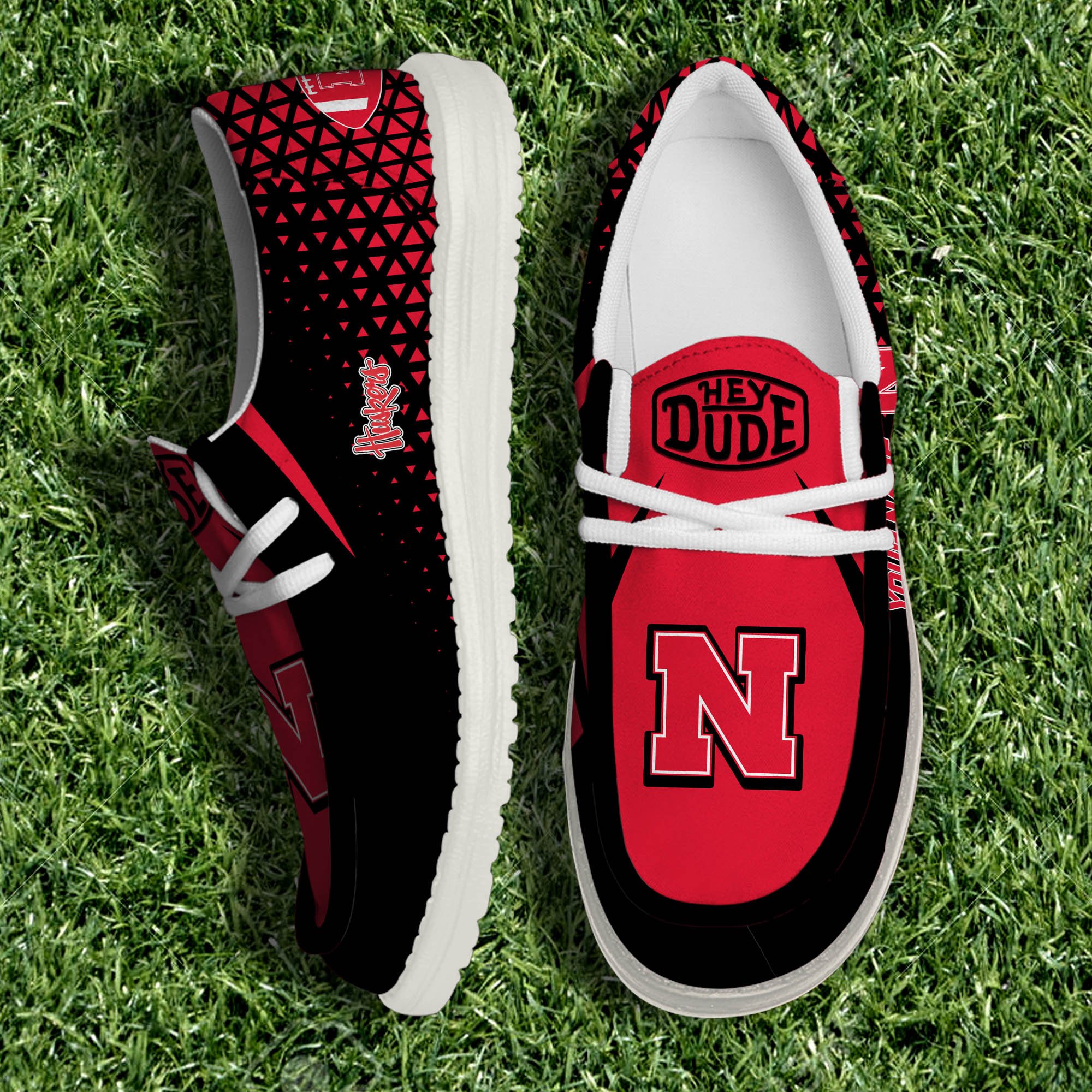 Nebraska Cornhuskers White Canvas Loafer Shoes 2024 Version Personalized Your Name, Sport Shoes For Fan, Sport Gifts ETHY-61033