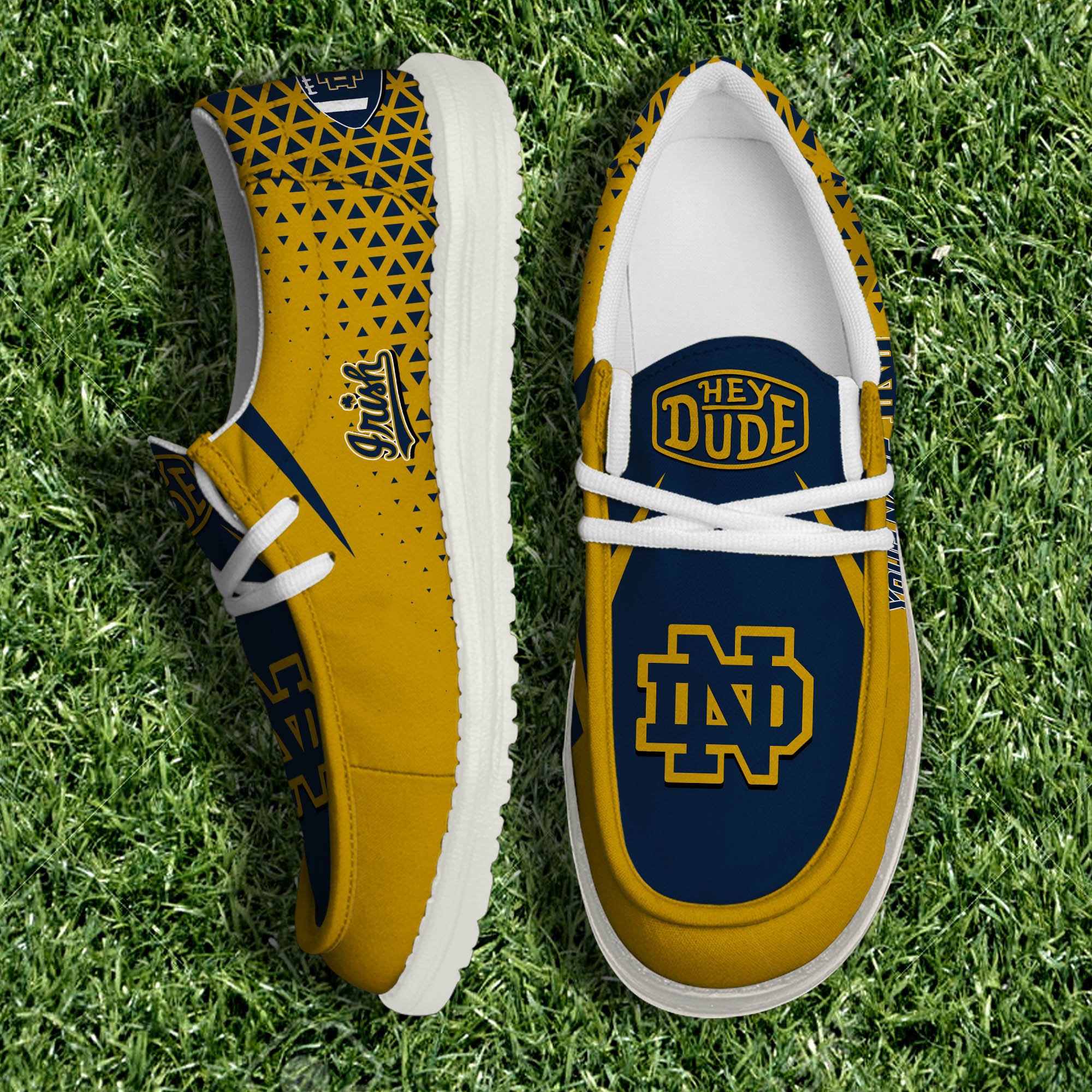 Notre Dame Fighting Irish White Canvas Loafer Shoes 2024 Version Personalized Your Name, Sport Shoes For Fan, Sport Gifts ETHY-61033