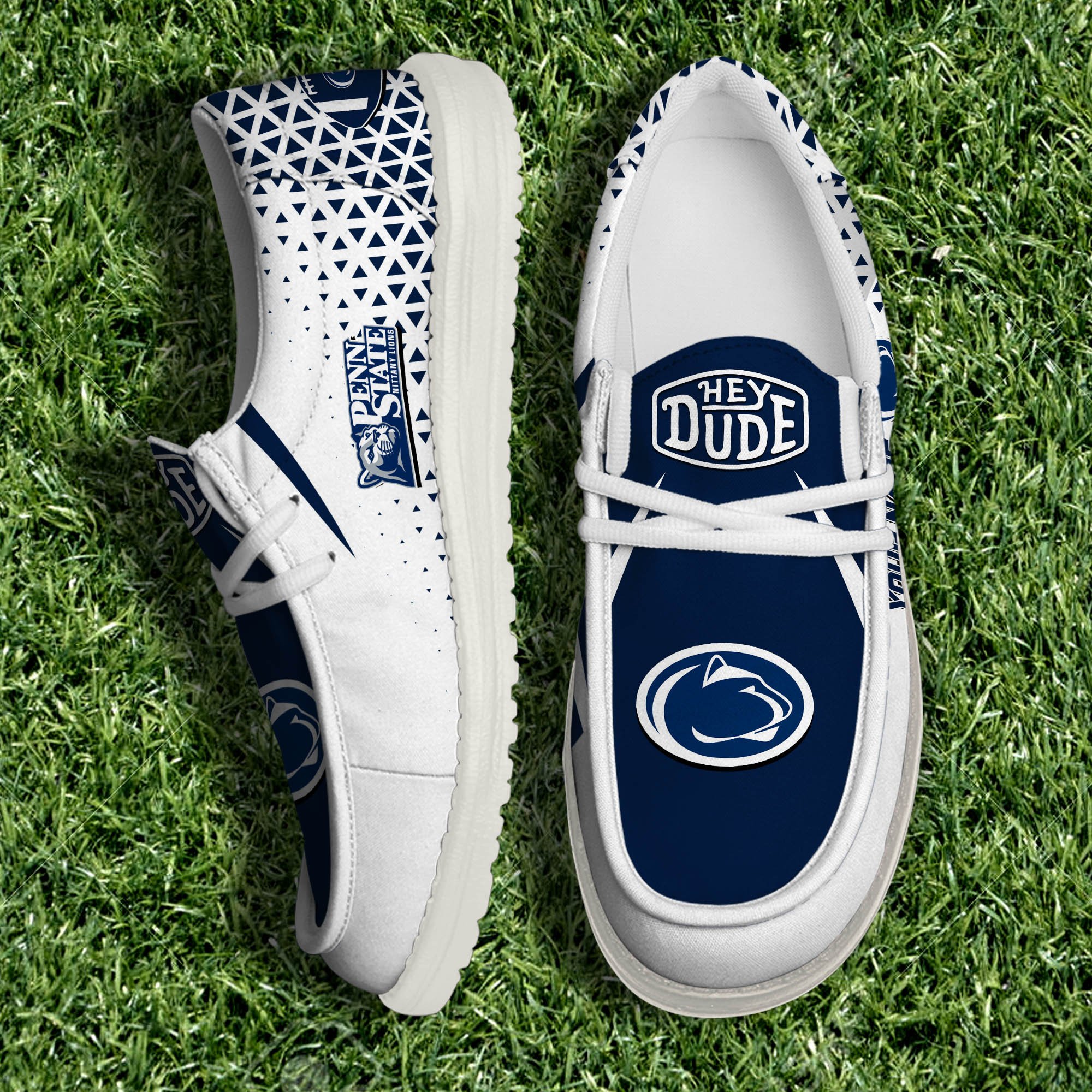 Penn State Nittany Lions White Canvas Loafer Shoes 2024 Version Personalized Your Name, Sport Shoes For Fan, Sport Gifts ETHY-61033