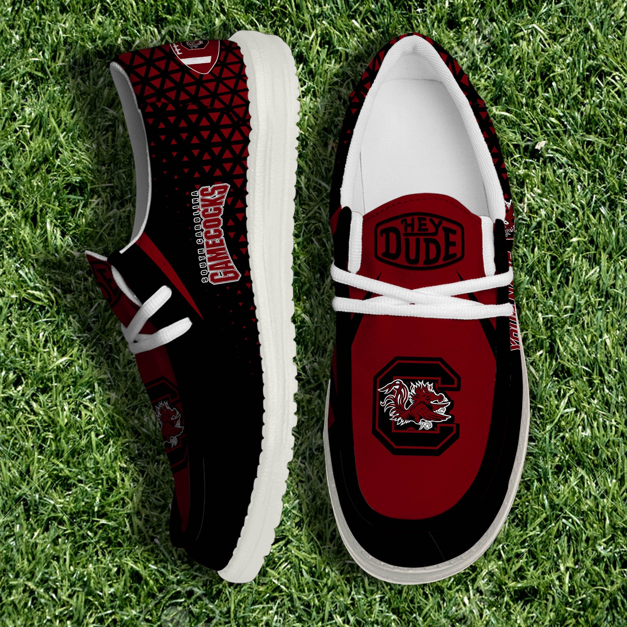 South Carolina Gamecocks White Canvas Loafer Shoes 2024 Version Personalized Your Name, Sport Shoes For Fan, Sport Gifts ETHY-61033