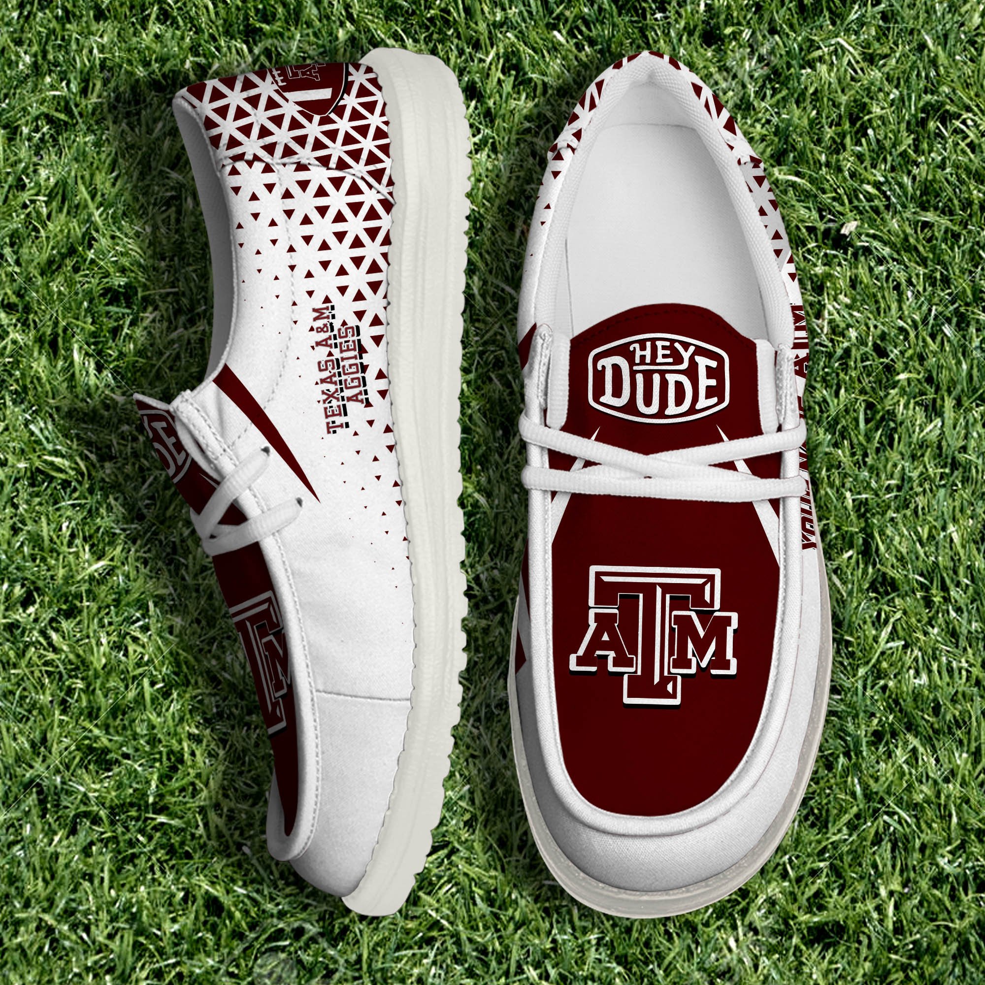 Texas A&M Aggies White Canvas Loafer Shoes 2024 Version Personalized Your Name, Sport Shoes For Fan, Sport Gifts ETHY-61033