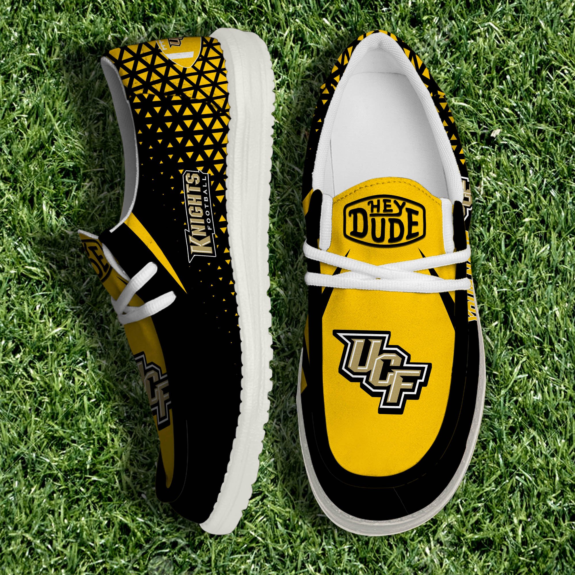 UCF Knights White Canvas Loafer Shoes 2024 Version Personalized Your Name, Sport Shoes For Fan, Sport Gifts ETHY-61033