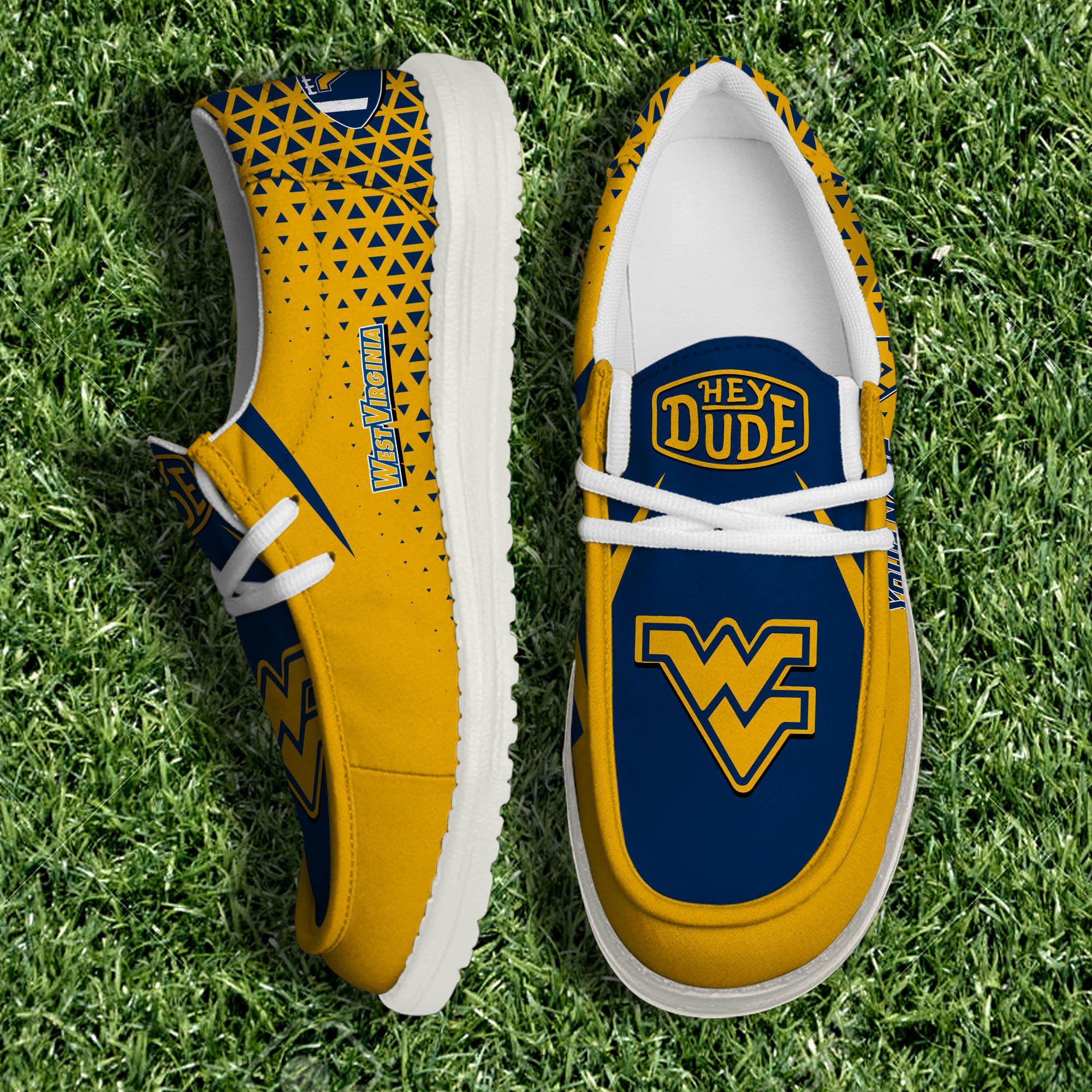 West Virginia Mountaineers White Canvas Loafer Shoes 2024 Version Personalized Your Name, Sport Shoes For Fan, Sport Gifts ETHY-61033