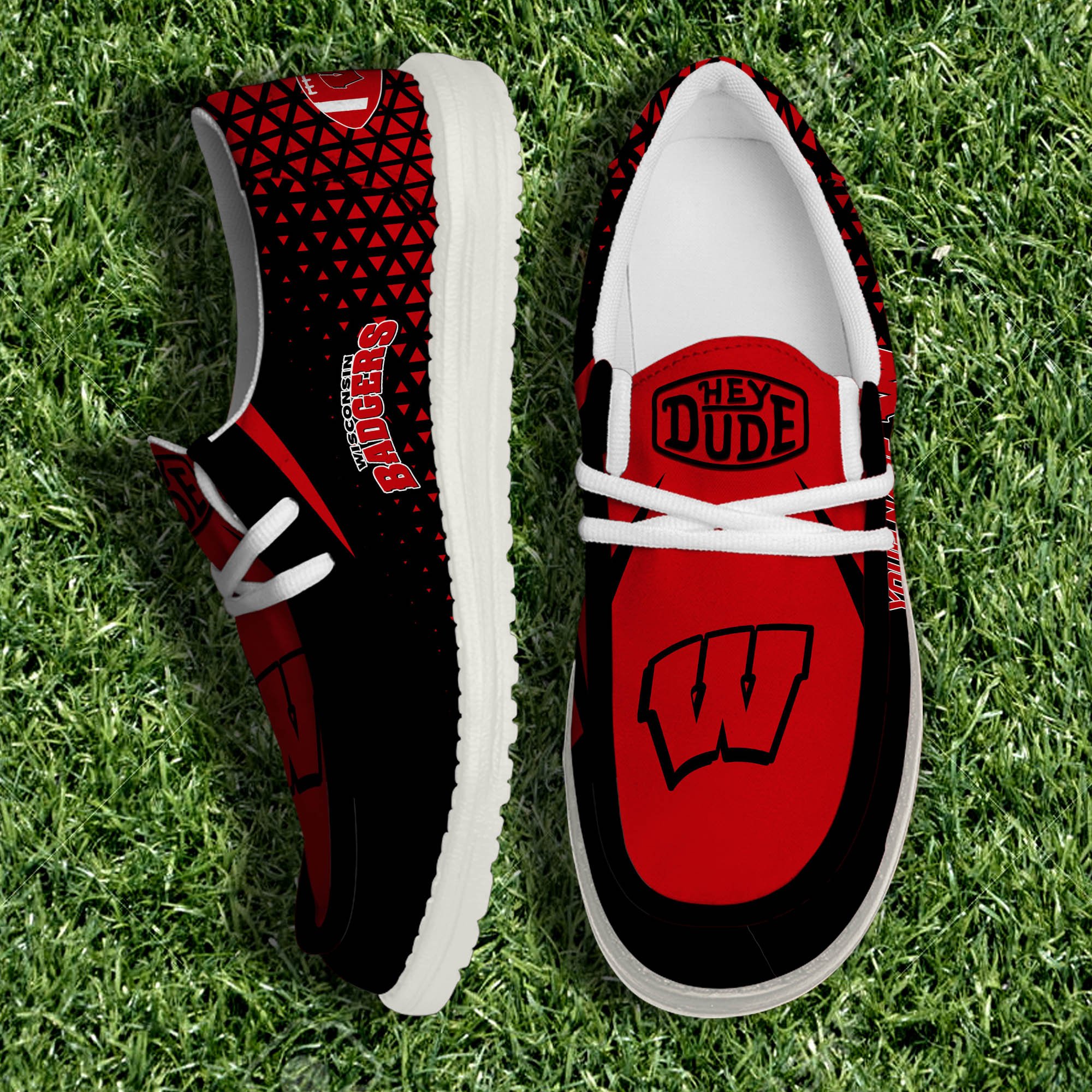 Wisconsin Badgers White Canvas Loafer Shoes 2024 Version Personalized Your Name, Sport Shoes For Fan, Sport Gifts ETHY-61033