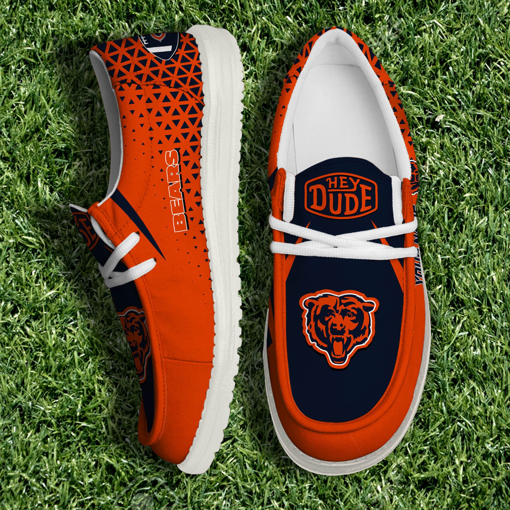 Chicago Bears White Canvas Loafer Shoes 2024 Version Personalized Your Name, Sport Shoes For Fan, Sport Gifts ETHY-61033