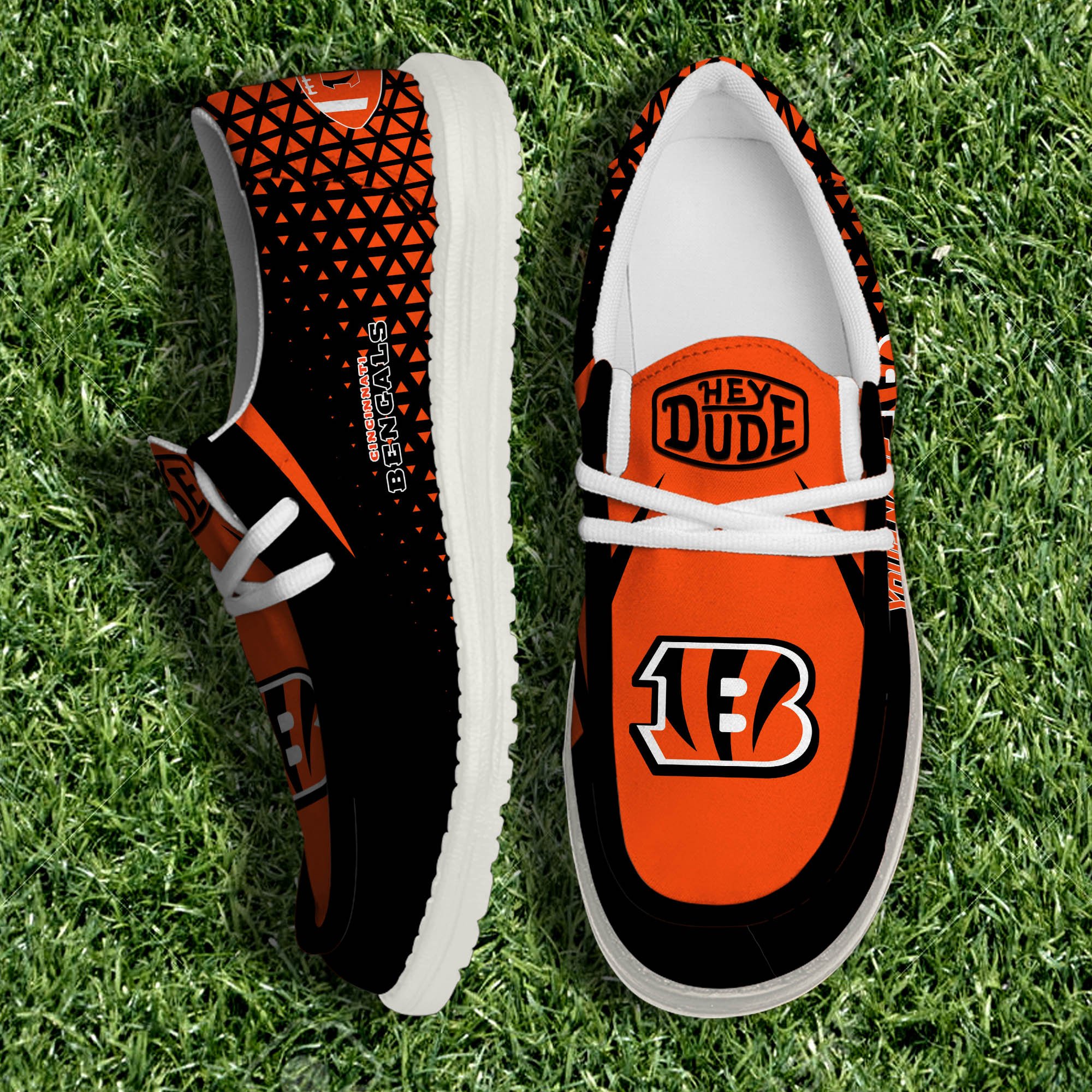 Cincinnati Bengals White Canvas Loafer Shoes 2024 Version Personalized Your Name, Sport Shoes For Fan, Sport Gifts ETHY-61033