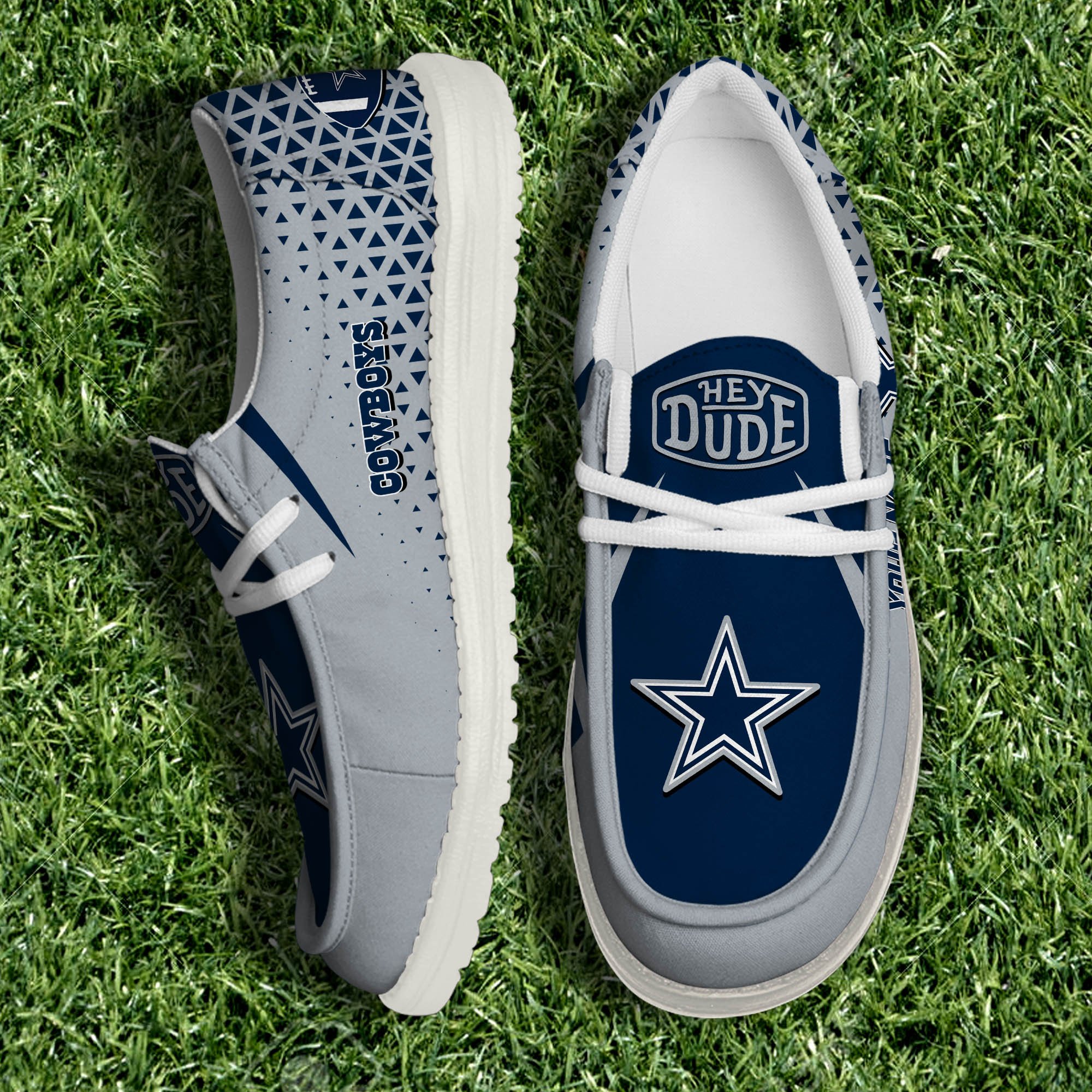 Dallas Cowboys White Canvas Loafer Shoes 2024 Version Personalized Your Name, Sport Shoes For Fan, Sport Gifts ETHY-61033