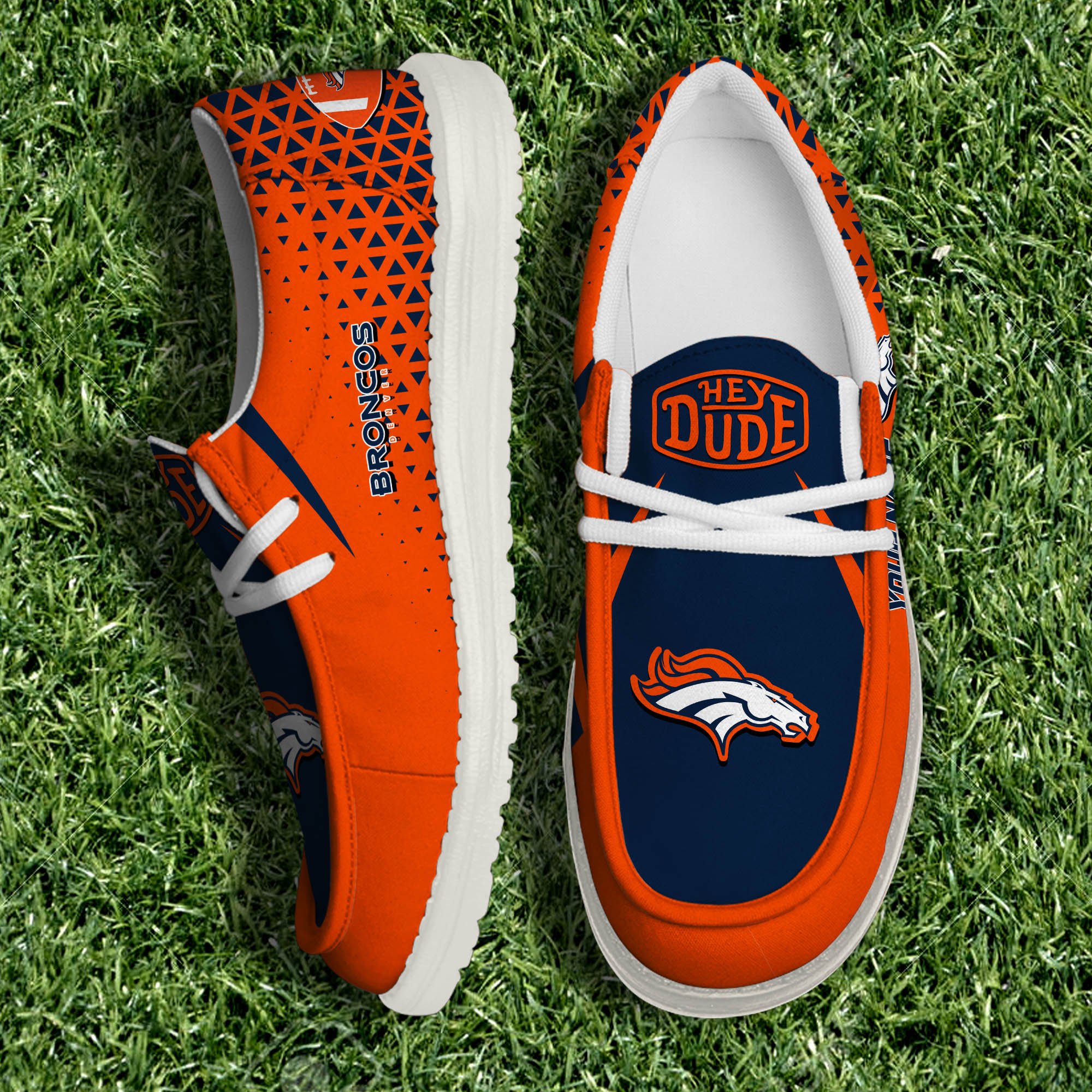 Denver Broncos White Canvas Loafer Shoes 2024 Version Personalized Your Name, Sport Shoes For Fan, Sport Gifts ETHY-61033